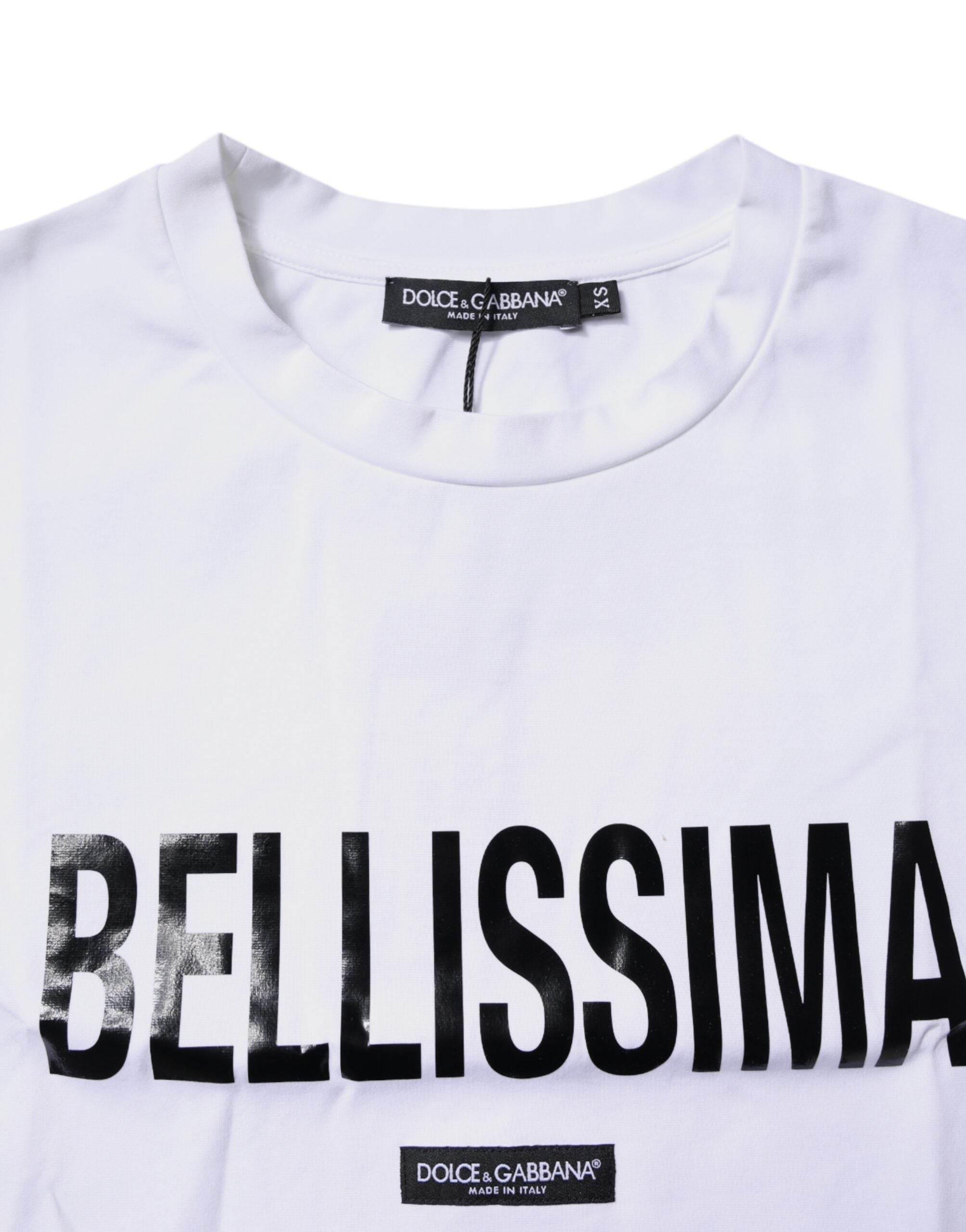 Dolce & Gabbana White Bellissima Cotton Crew Neck T-shirt - Hilstor
