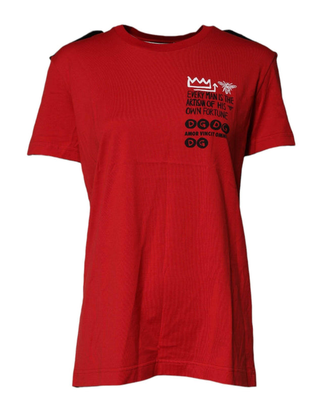 Dolce & Gabbana Red Cotton Graphic Print Crew Neck T-shirt - Hilstor