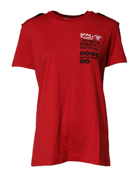Dolce & Gabbana Red Cotton Graphic Print Crew Neck T-shirt - Hilstor