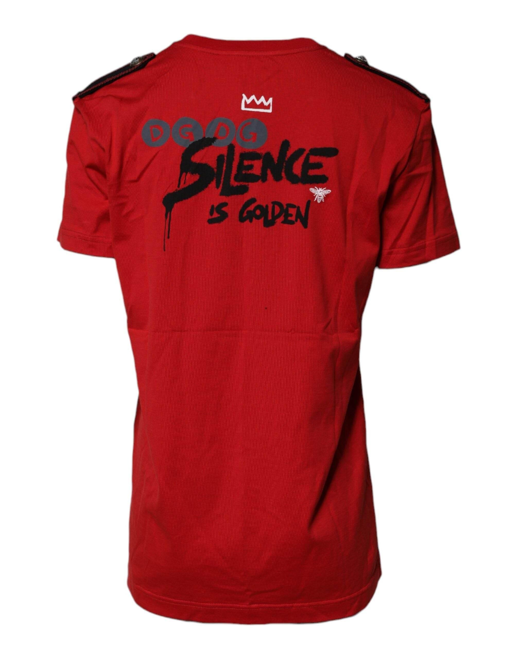 Dolce & Gabbana Red Cotton Graphic Print Crew Neck T-shirt - Hilstor