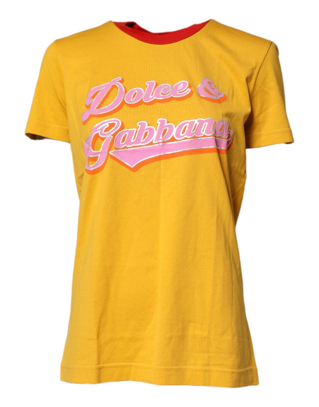Dolce & Gabbana Yellow Printed Cotton Short Sleeves T-shirt - Hilstor