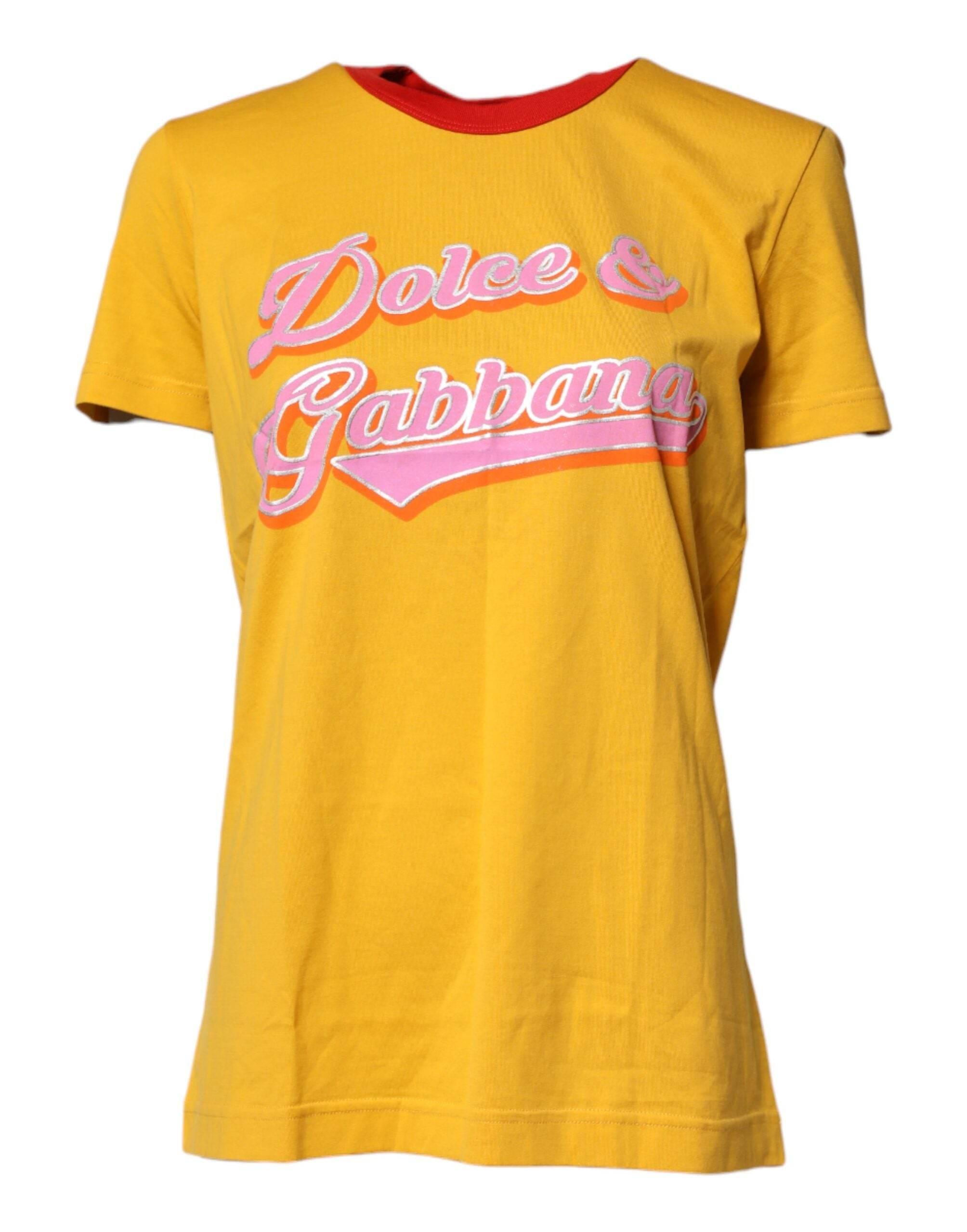 Dolce & Gabbana Yellow Printed Cotton Short Sleeves T-shirt - Hilstor