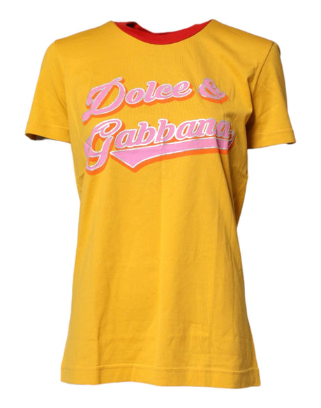 Dolce & Gabbana Yellow Printed Cotton Short Sleeves T-shirt - Hilstor