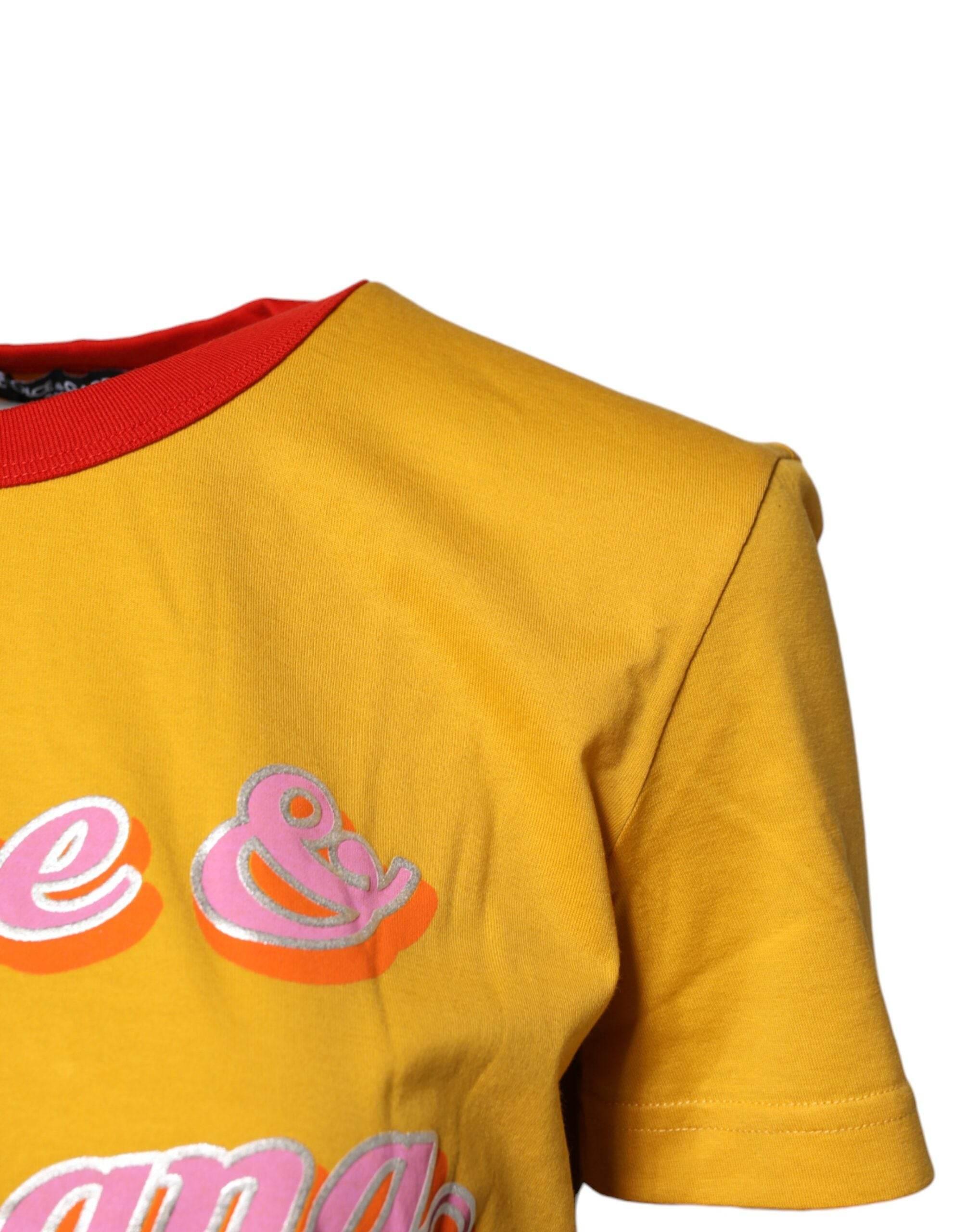 Dolce & Gabbana Yellow Printed Cotton Short Sleeves T-shirt - Hilstor