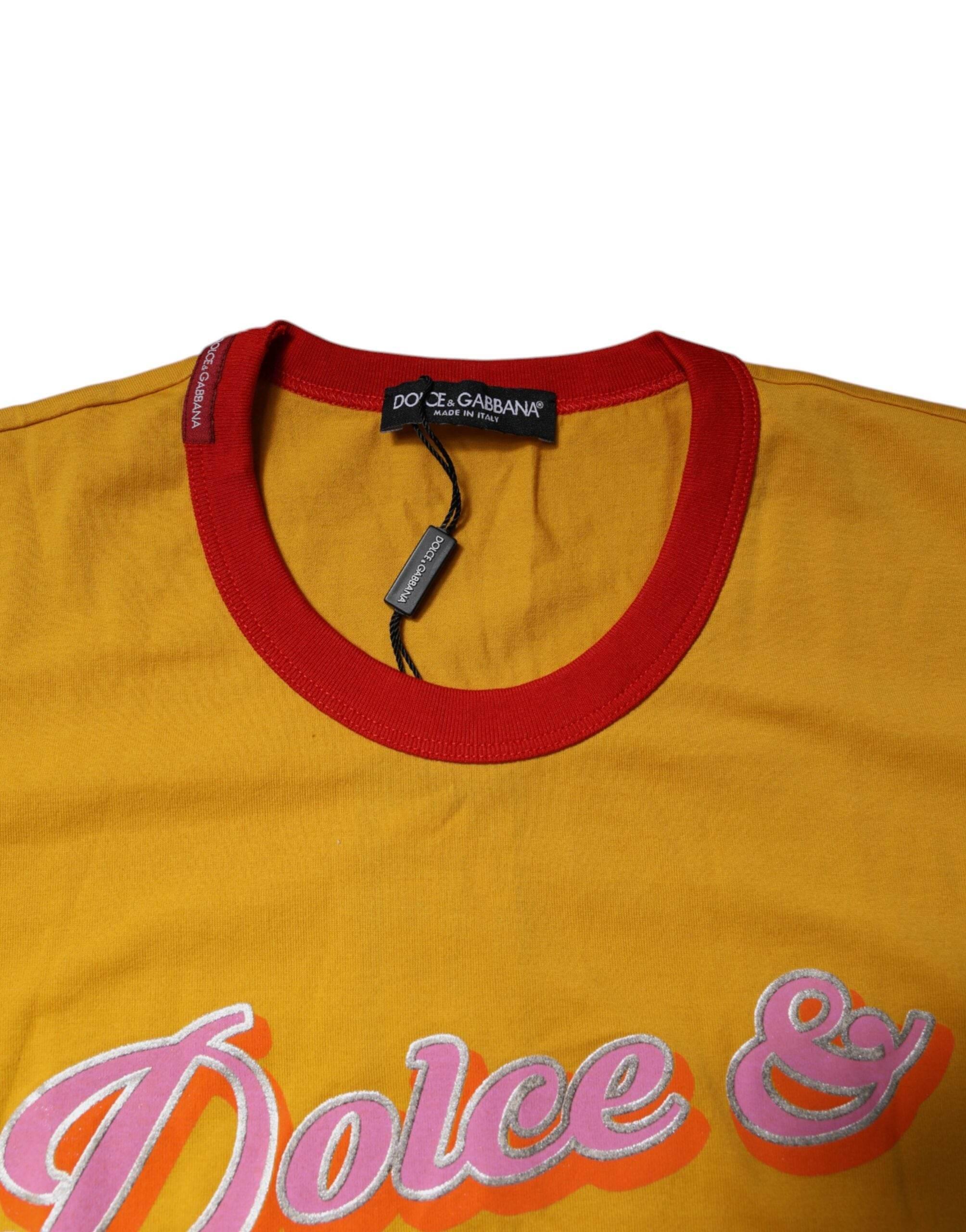 Dolce & Gabbana Yellow Printed Cotton Short Sleeves T-shirt - Hilstor