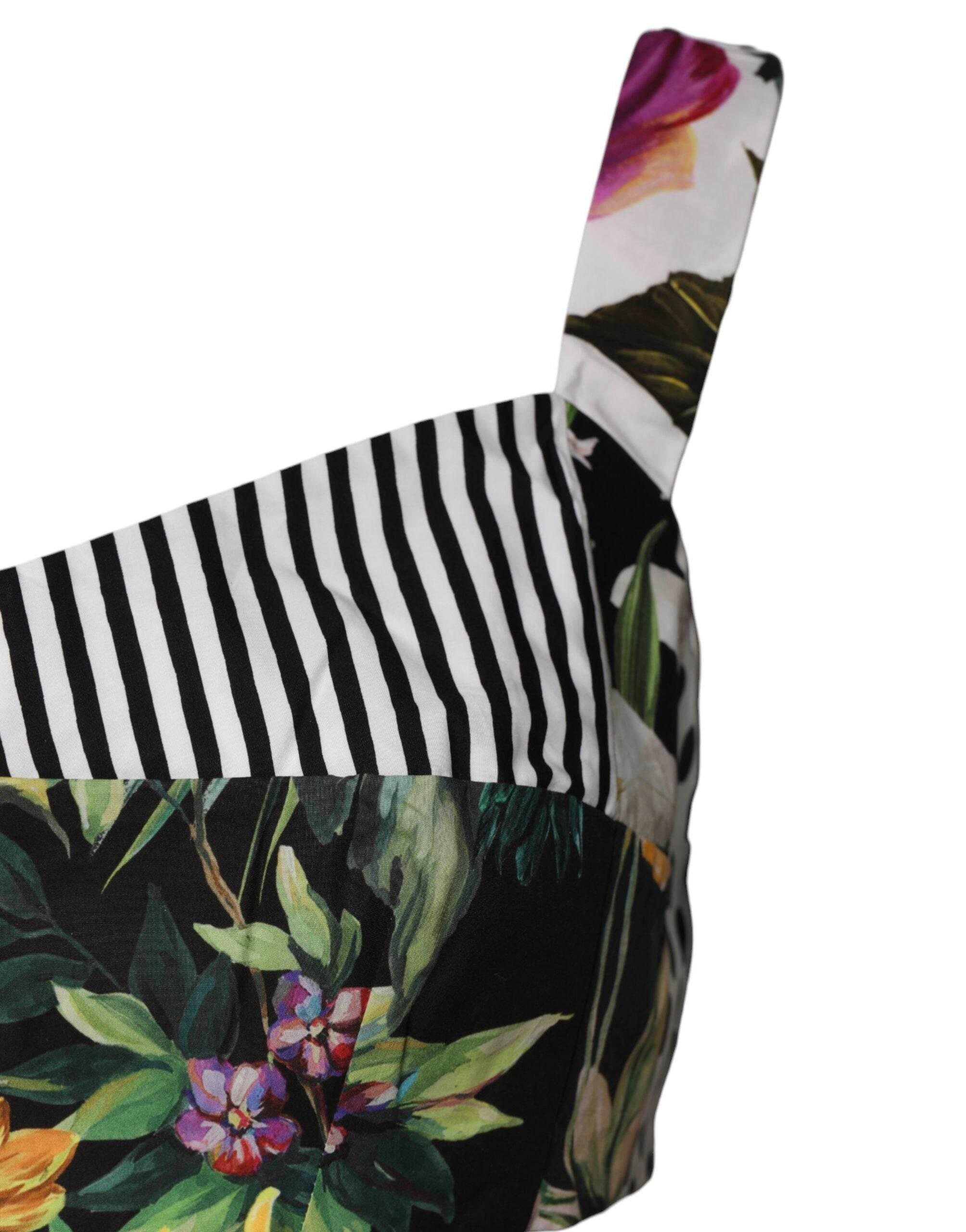 Dolce & Gabbana Multicolor Sweetheart Neck Patchwork Crop Top - Hilstor