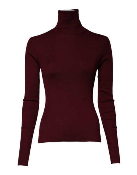 Dolce & Gabbana Burgundy Long Sleeves Turtleneck Slim Sweater - Hilstor