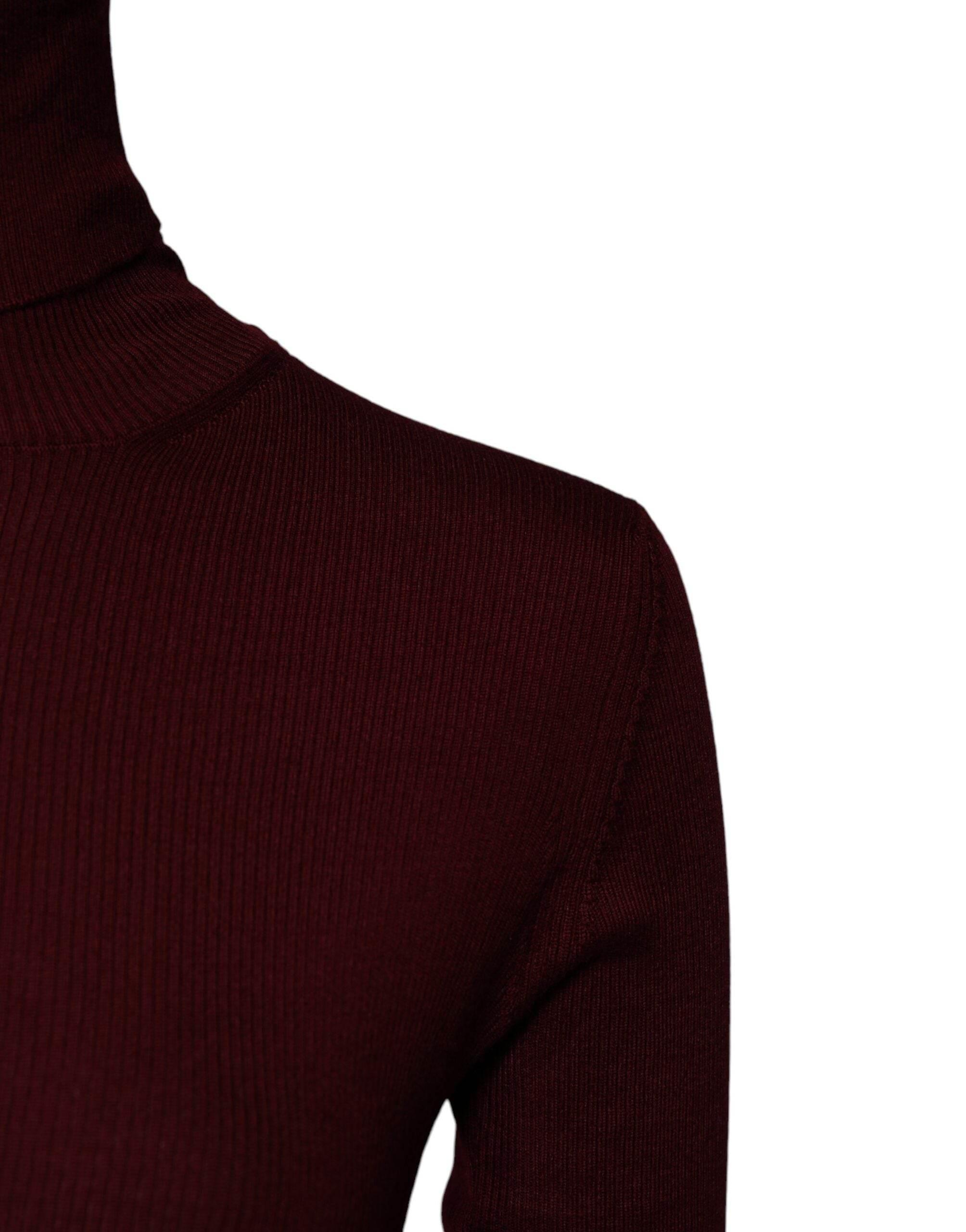 Dolce & Gabbana Burgundy Long Sleeves Turtleneck Slim Sweater - Hilstor
