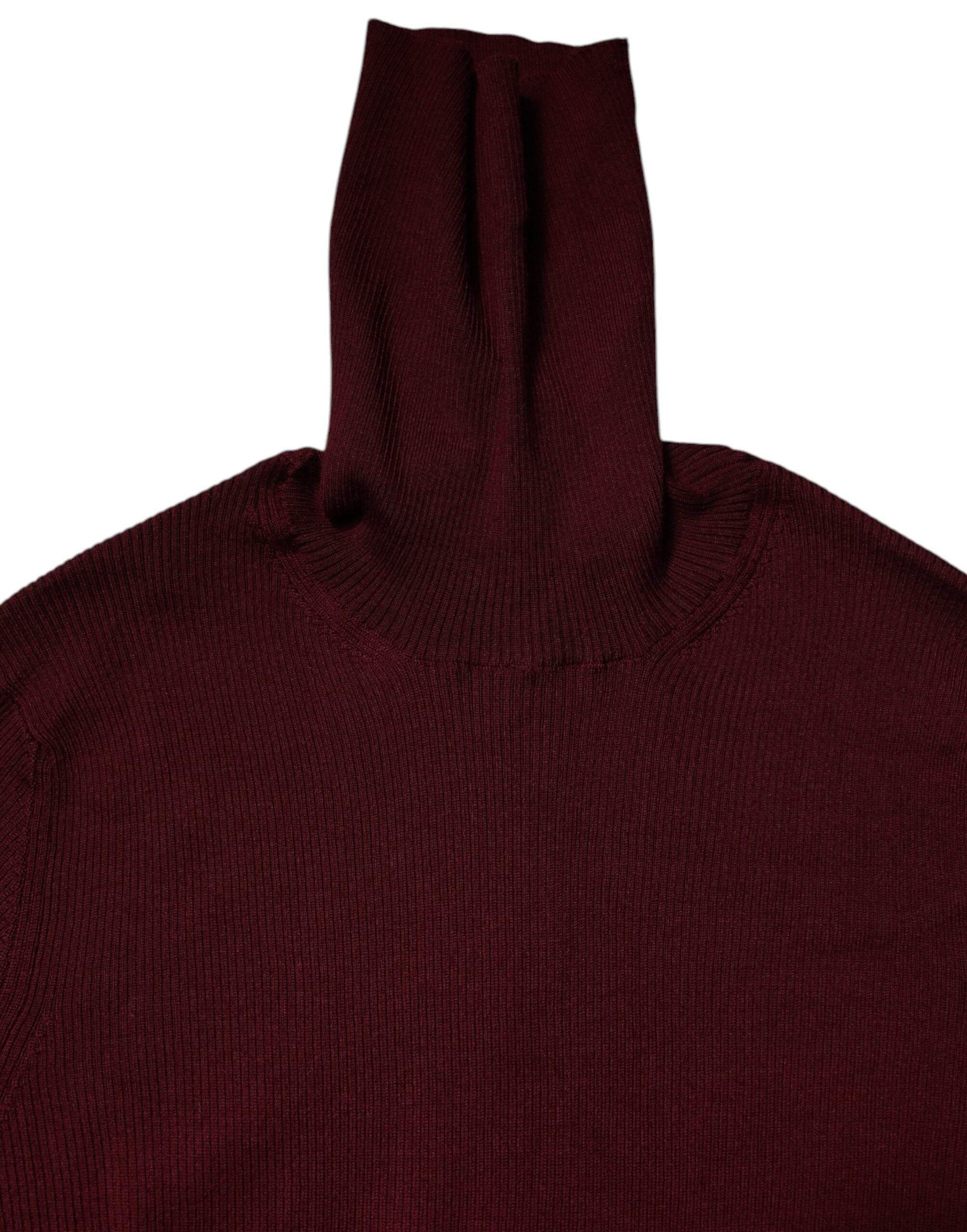 Dolce & Gabbana Burgundy Long Sleeves Turtleneck Slim Sweater - Hilstor