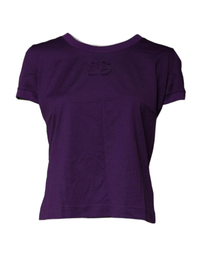 Dolce & Gabbana Violet Cotton Crewneck Short Sleeves T-shirt - Hilstor