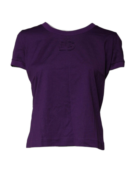 Dolce & Gabbana Violet Cotton Crewneck Short Sleeves T-shirt - Hilstor