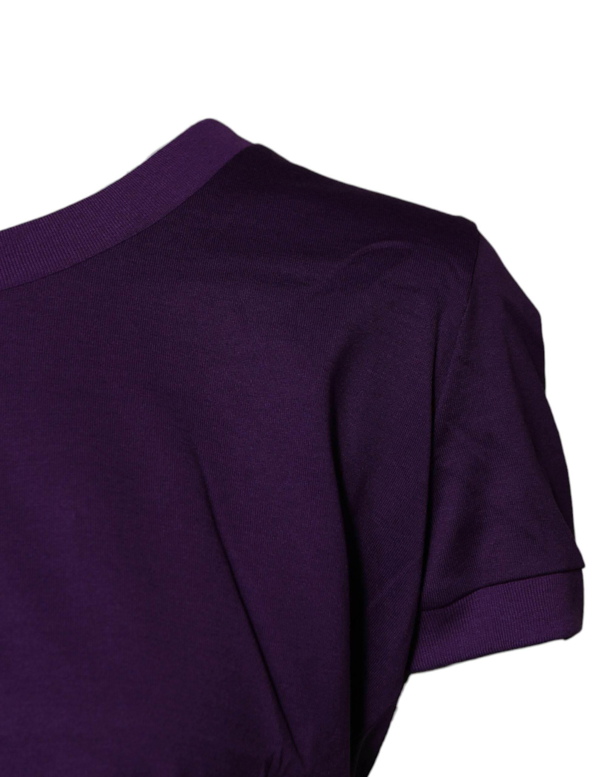 Dolce & Gabbana Violet Cotton Crewneck Short Sleeves T-shirt - Hilstor