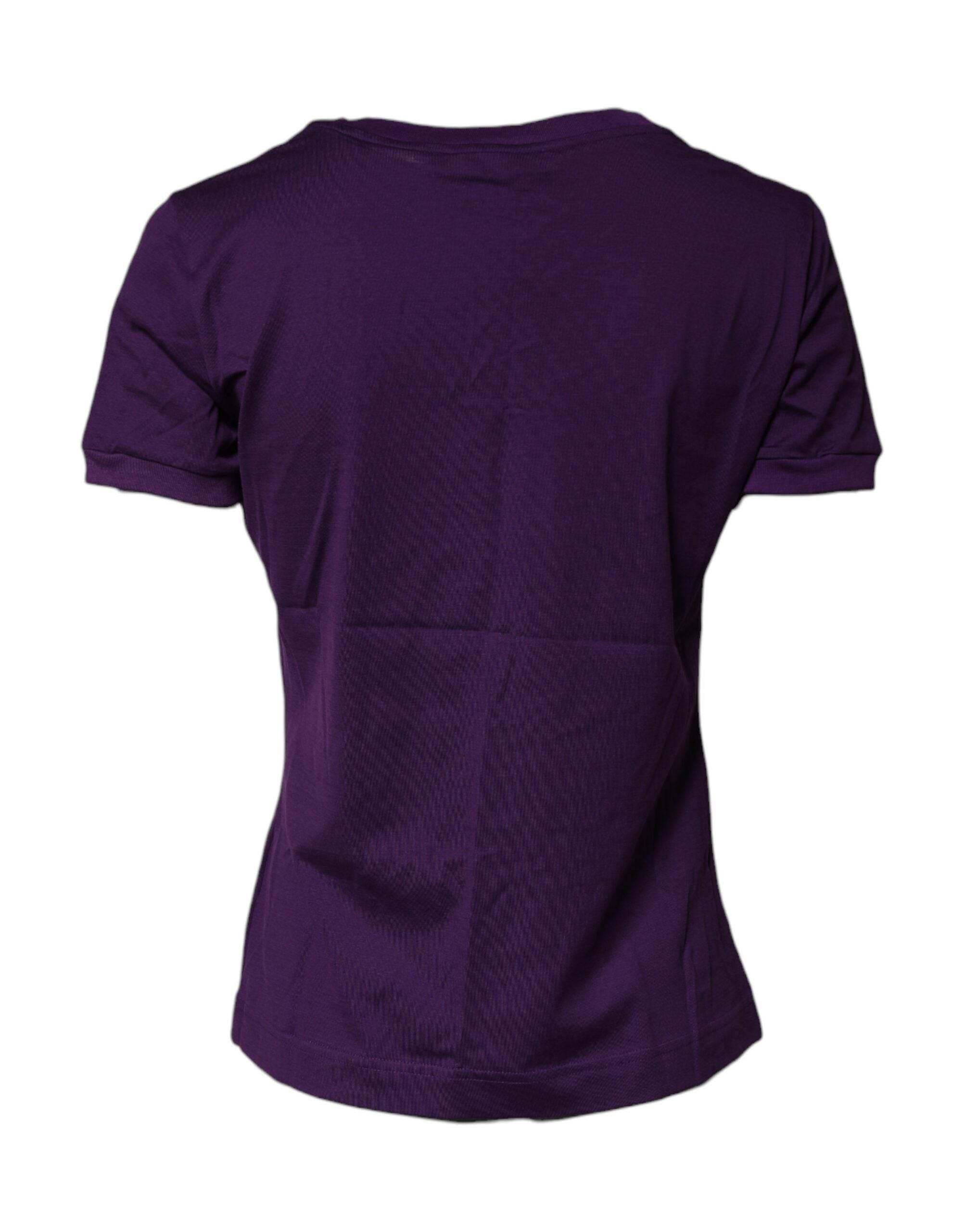 Dolce & Gabbana Violet Cotton Crewneck Short Sleeves T-shirt - Hilstor