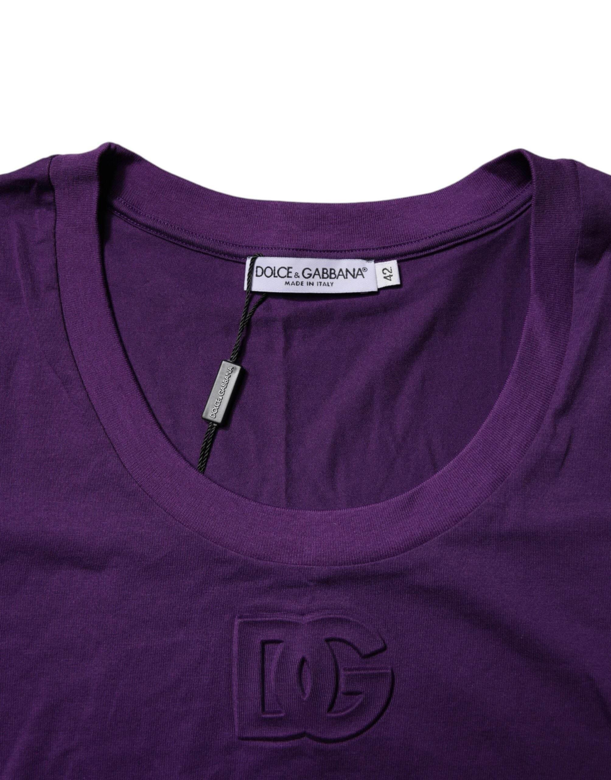 Dolce & Gabbana Violet Cotton Crewneck Short Sleeves T-shirt - Hilstor