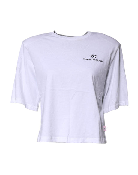 Chiara Ferragni White Short Sleeves Logo Printed T-shirt - Hilstor