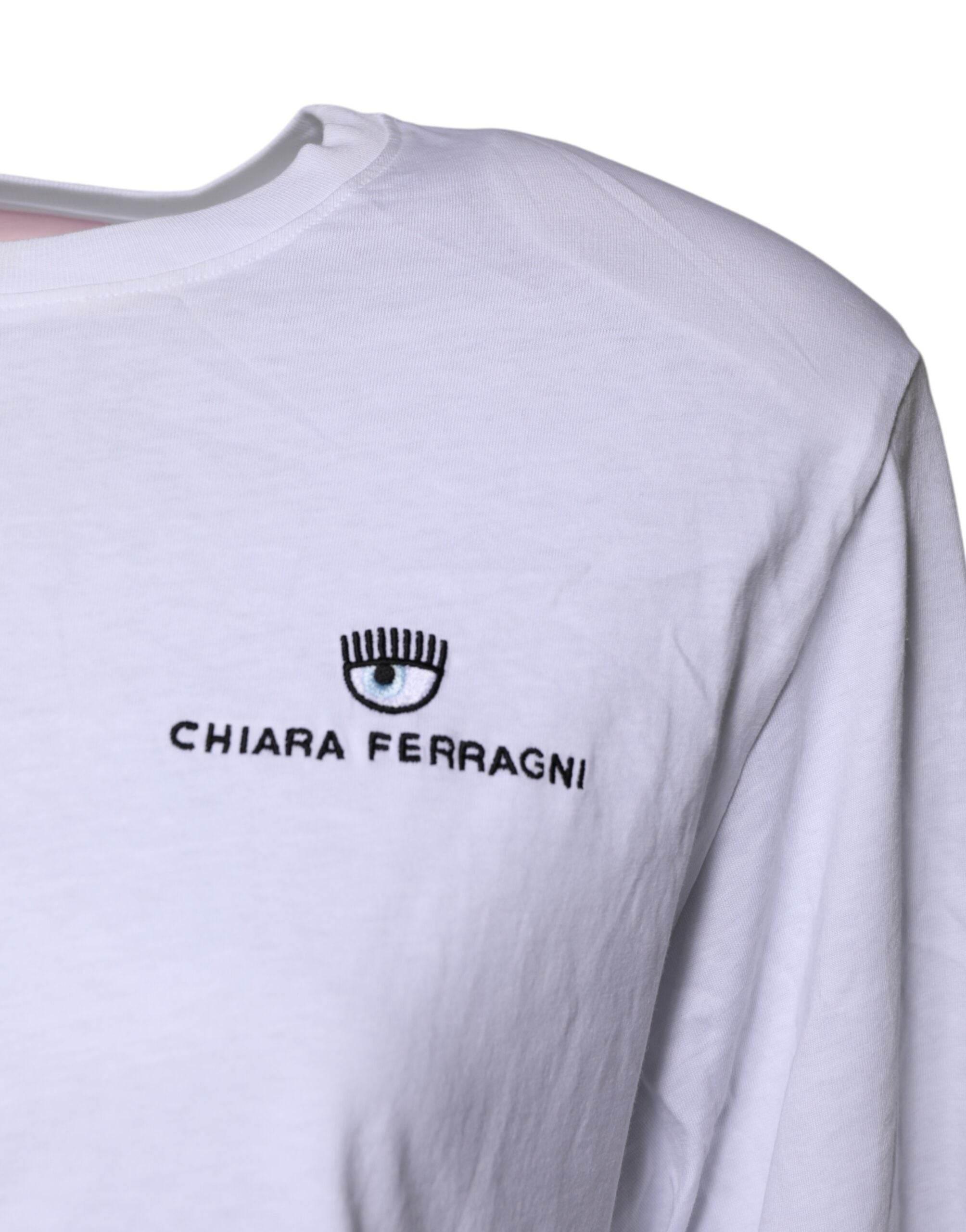 Chiara Ferragni White Short Sleeves Logo Printed T-shirt - Hilstor