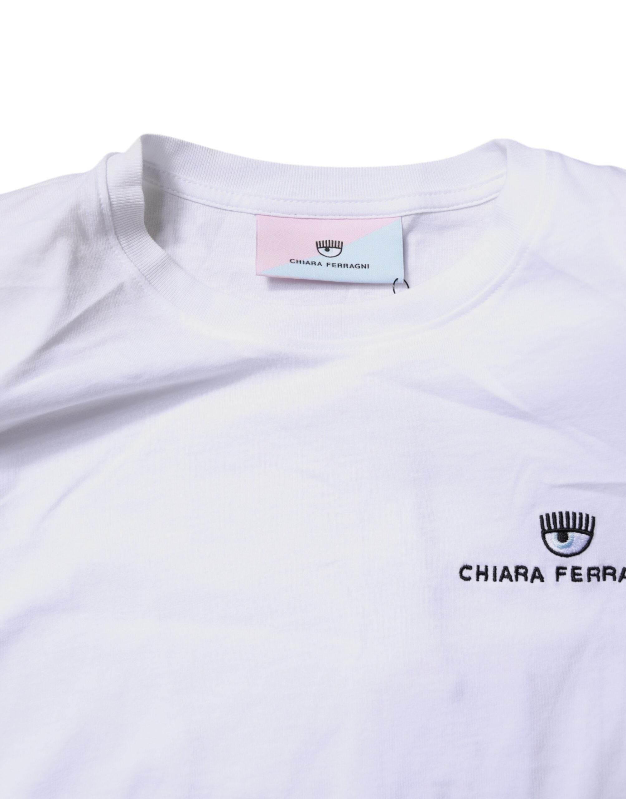 Chiara Ferragni White Short Sleeves Logo Printed T-shirt - Hilstor