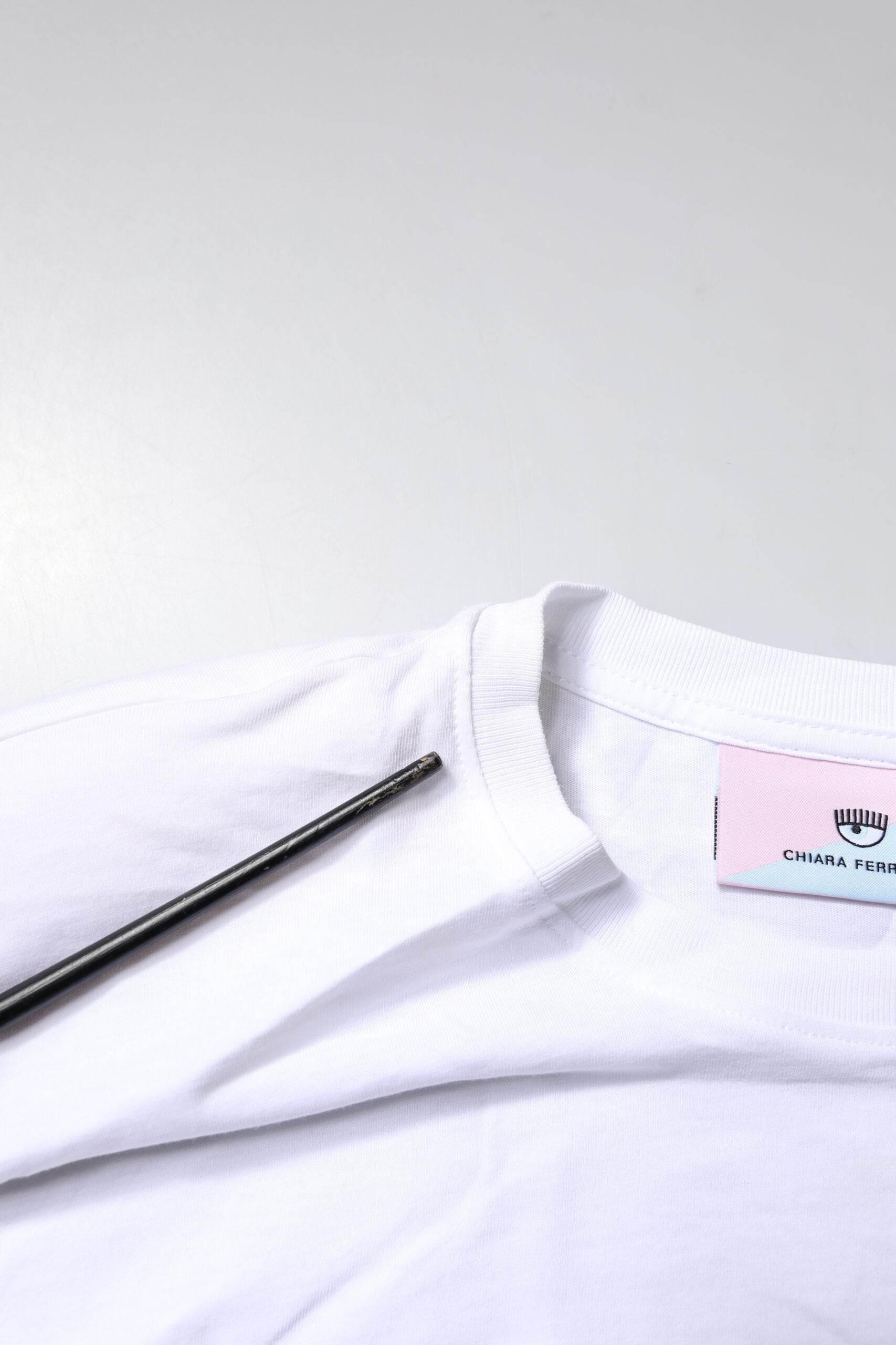 Chiara Ferragni White Short Sleeves Logo Printed T-shirt - Hilstor