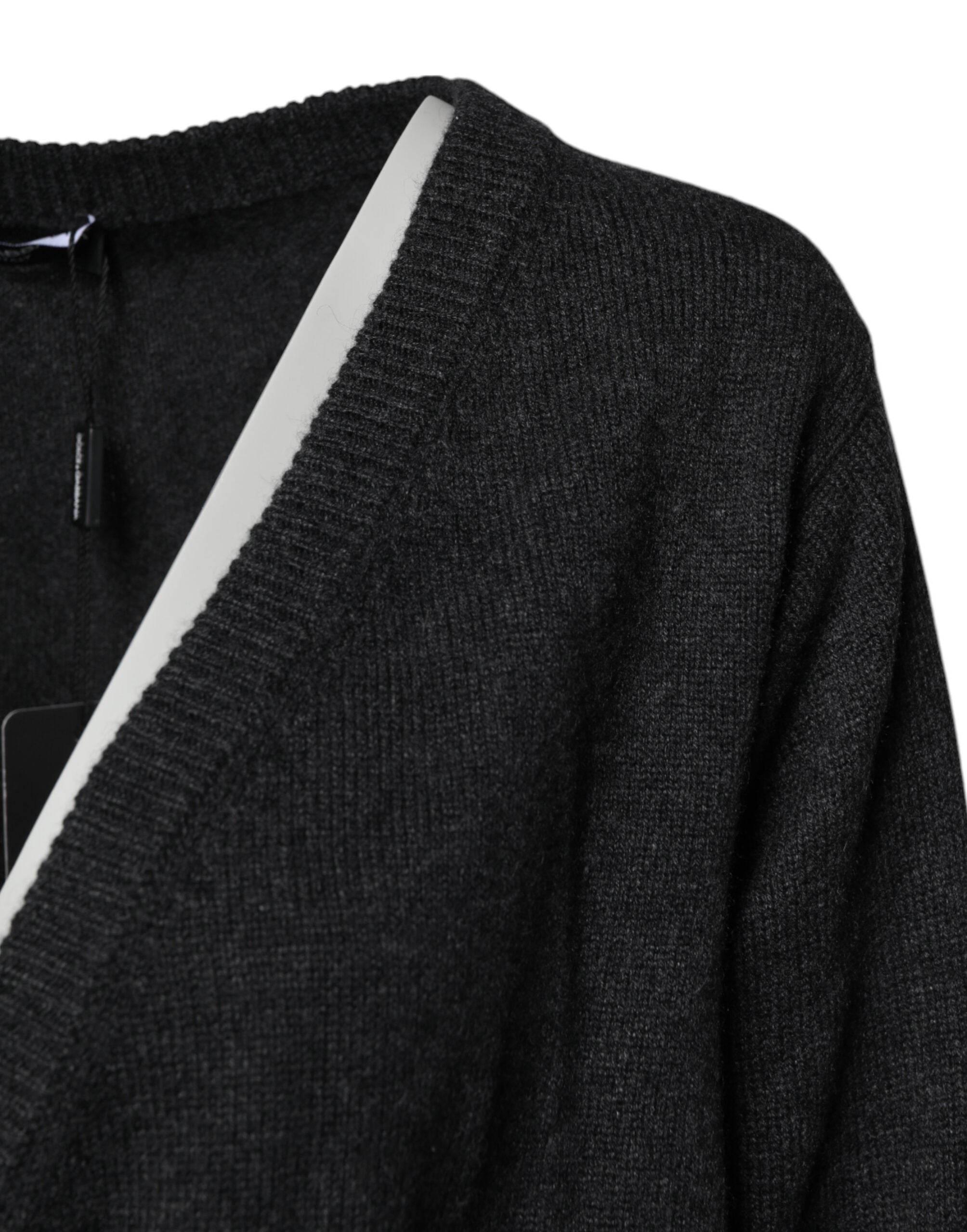 Dolce & Gabbana Grey Cashmere Deep V-neck Pullover Sweater - Hilstor