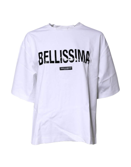 Dolce & Gabbana White Bellissima Cotton Crew Neck T-shirt - Hilstor