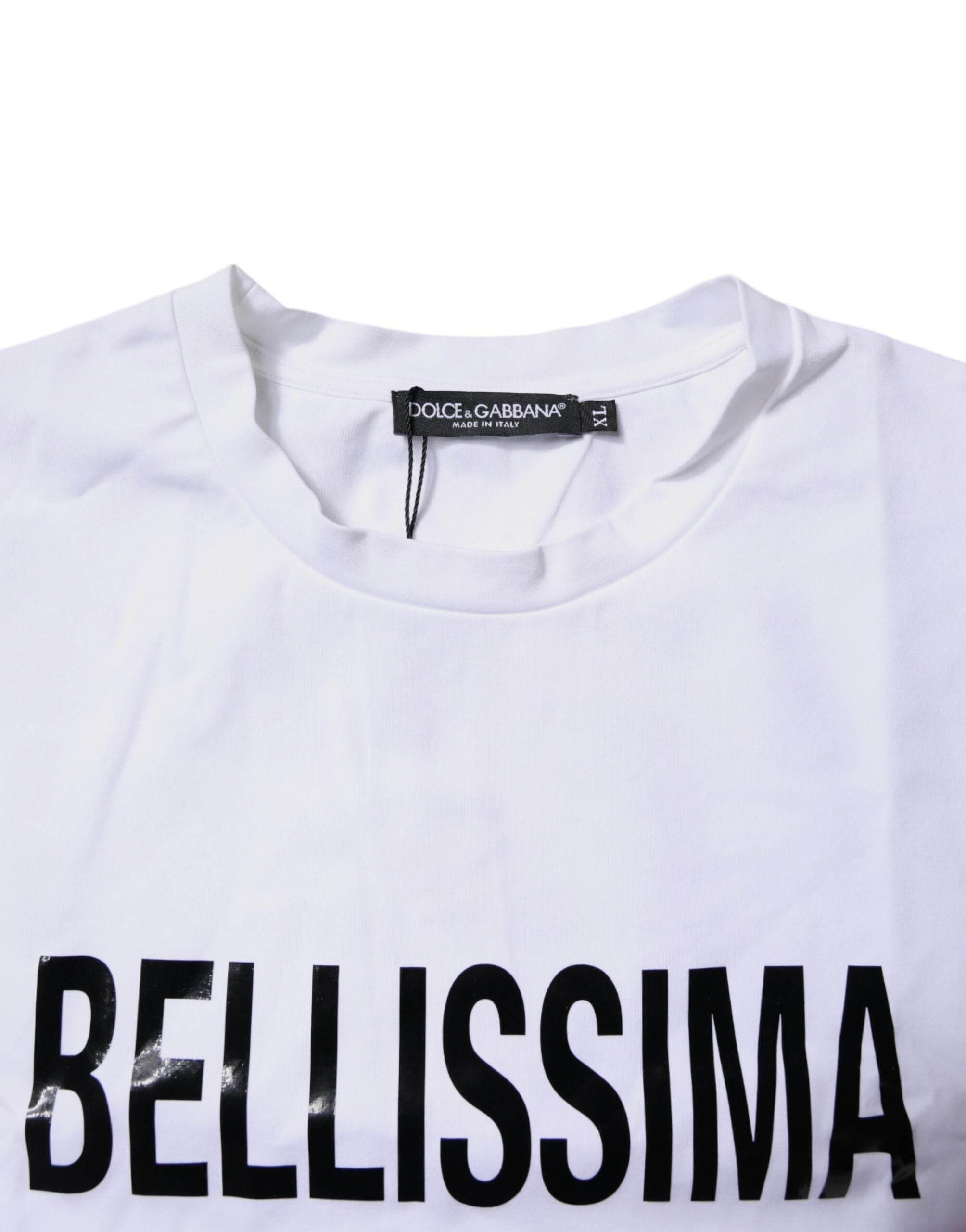 Dolce & Gabbana White Bellissima Cotton Crew Neck T-shirt - Hilstor
