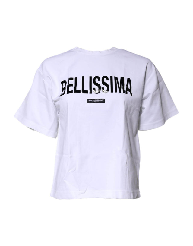 Dolce & Gabbana White Bellissima Cotton Crew Neck T-shirt - Hilstor