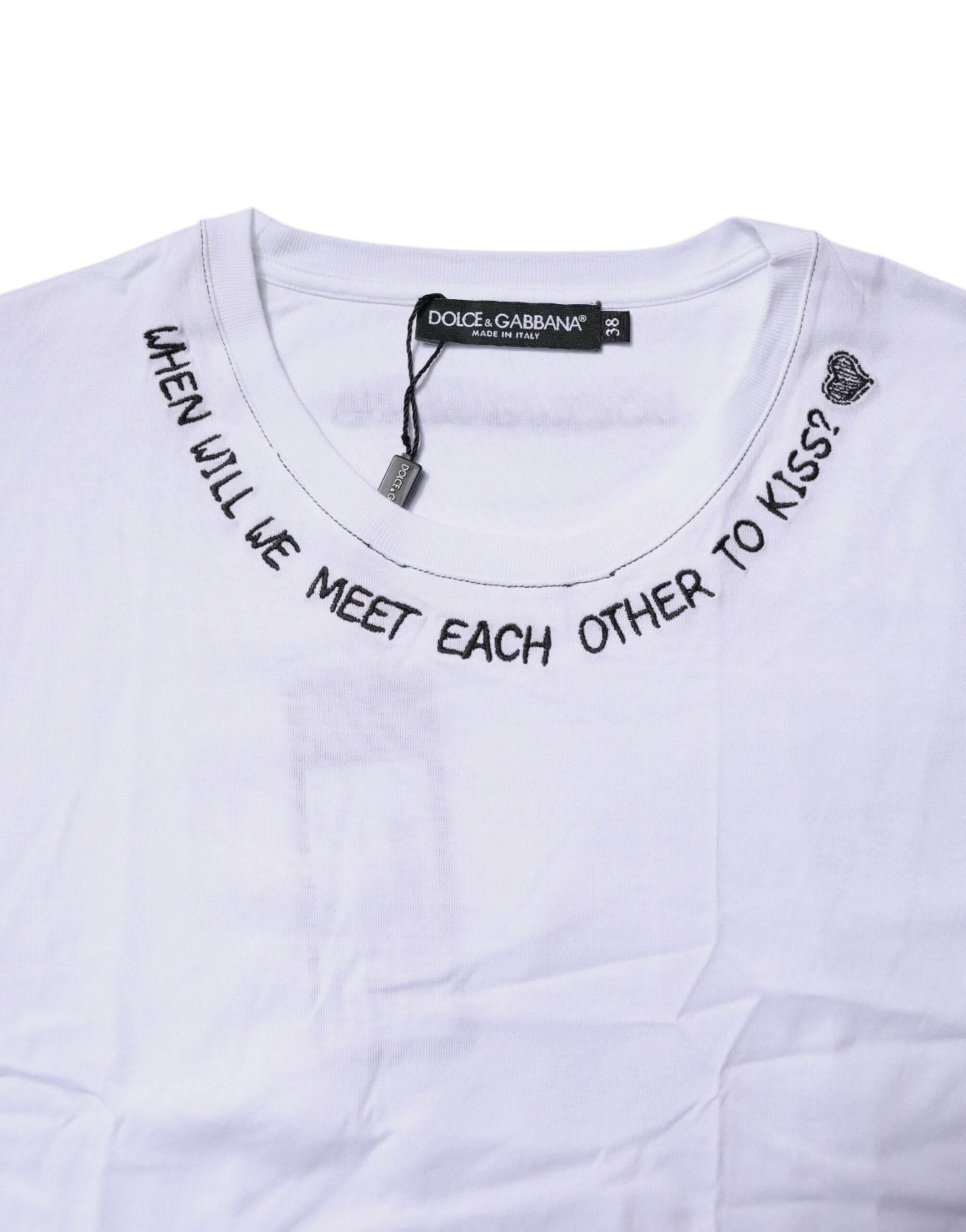 Dolce & Gabbana White Cotton Sleeveless Printed Tank T-shirt - Hilstor