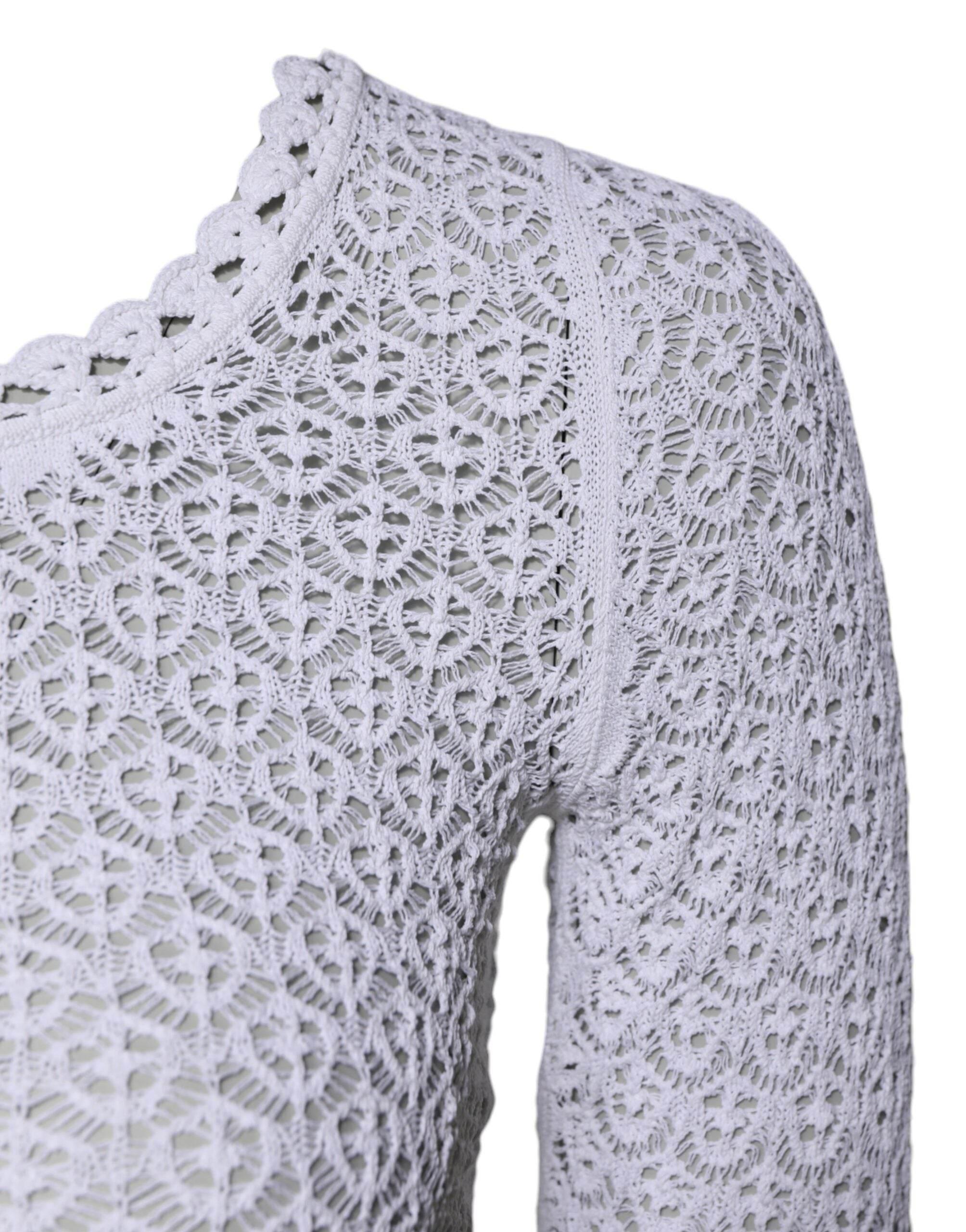 Dolce & Gabbana White Viscose Short Sleeve Crochet Top - Hilstor