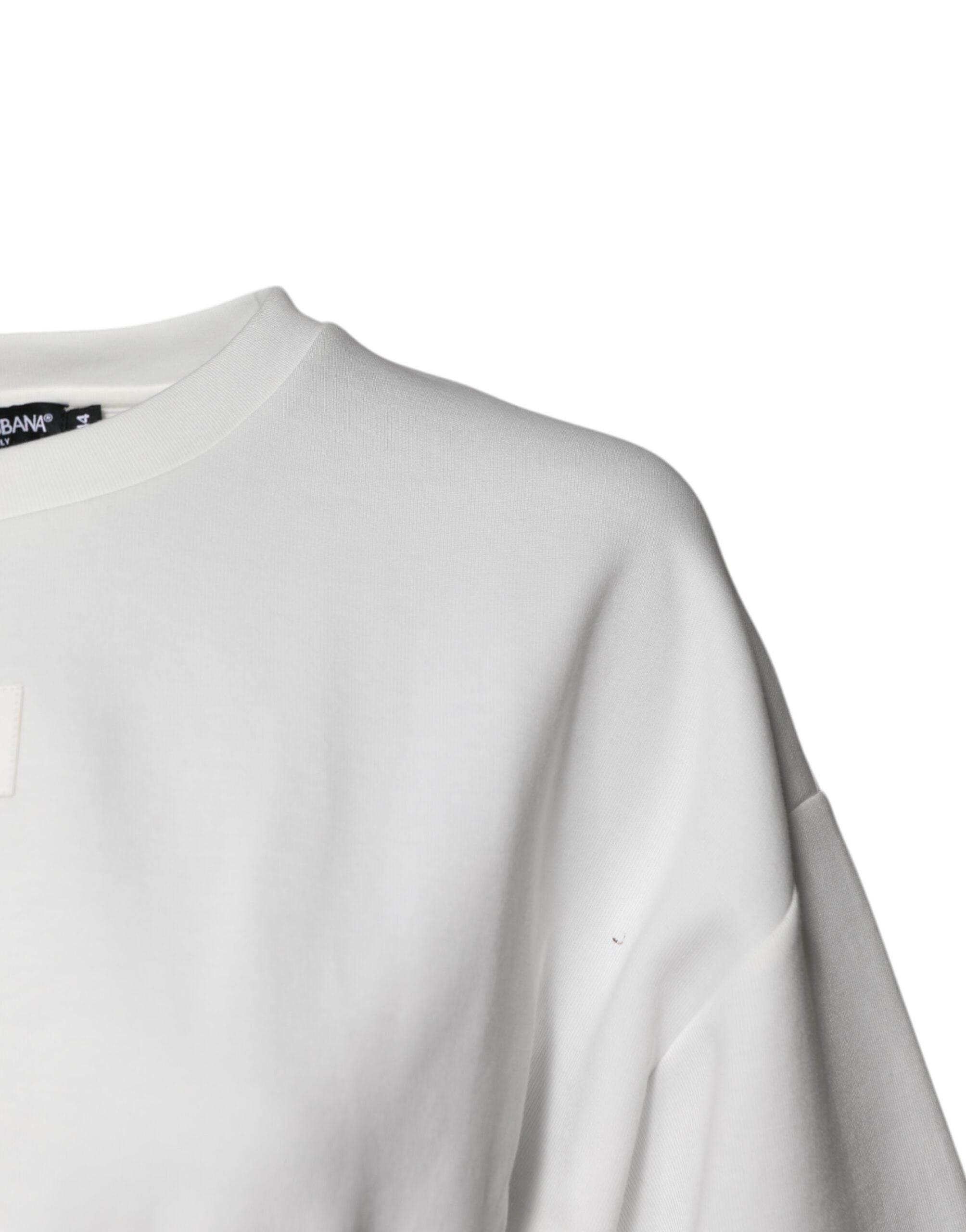 Dolce & Gabbana White Cotton Blend 3/4 Sleeves Blouse Top - Hilstor