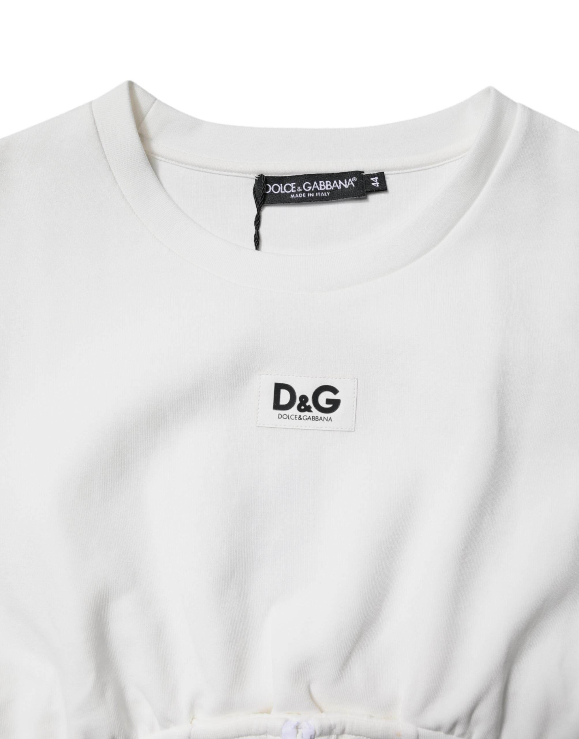 Dolce & Gabbana White Cotton Blend 3/4 Sleeves Blouse Top - Hilstor