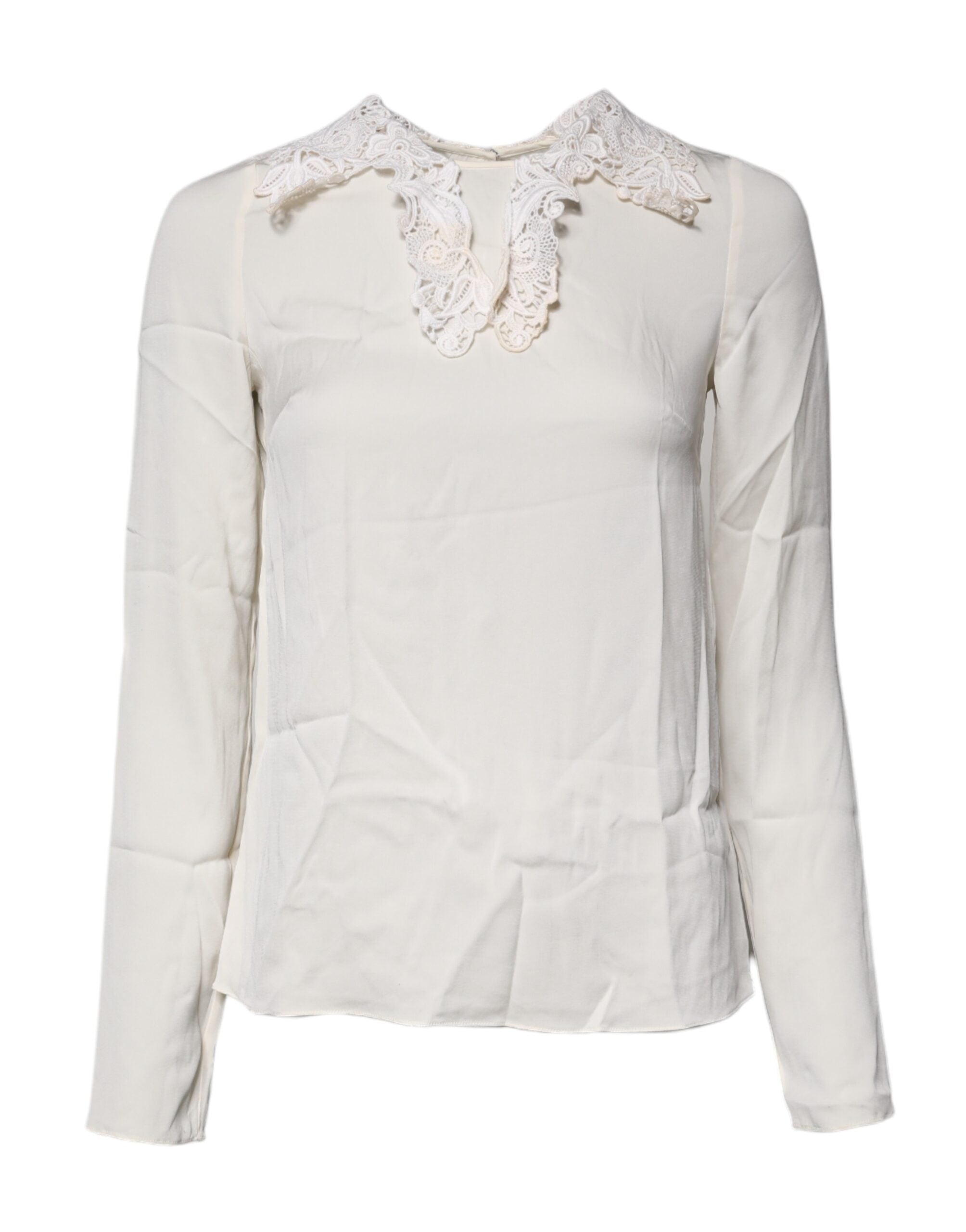 Dolce &amp; Gabbana Cream Blomsterblonde Langærmet Bluse Top