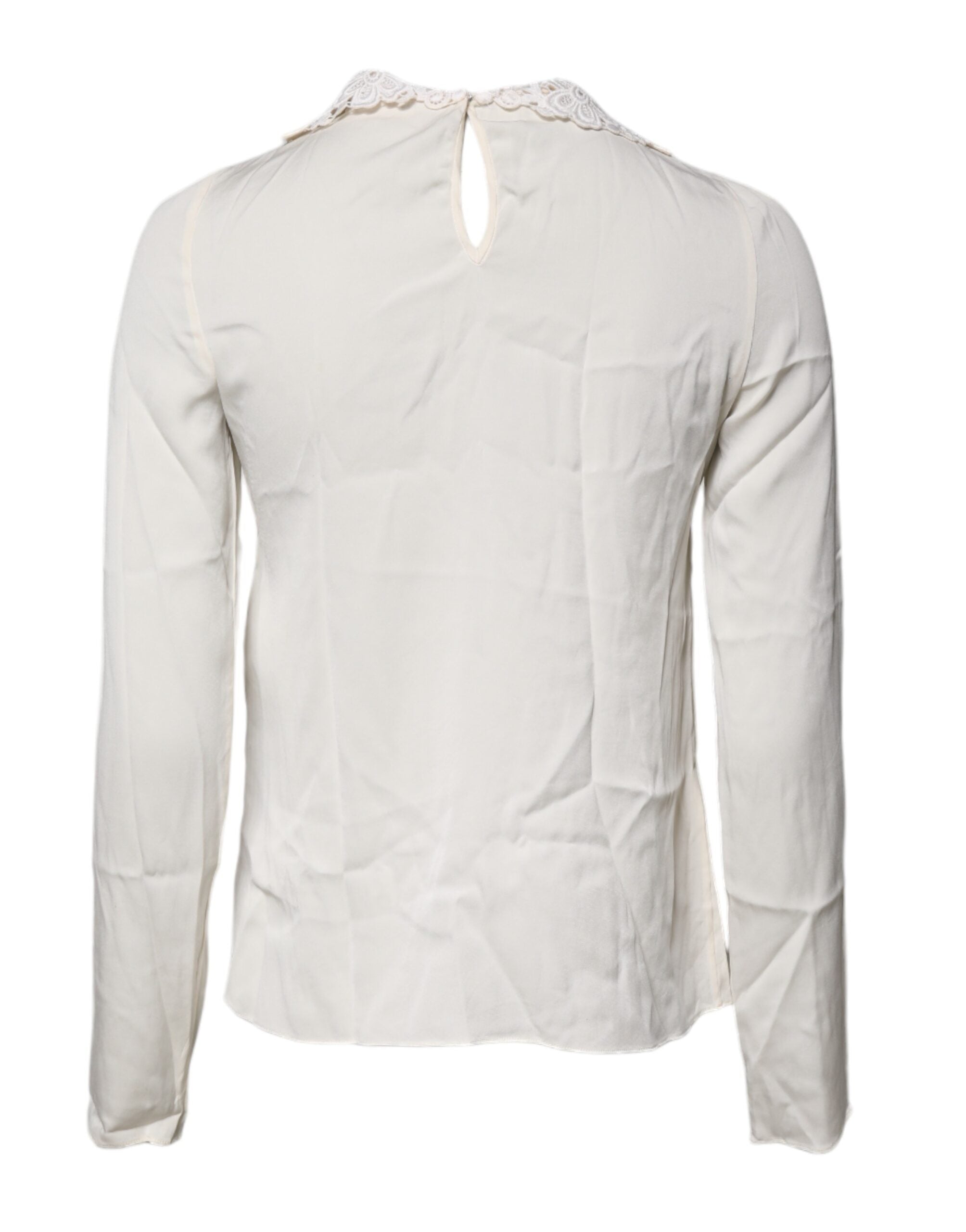Dolce &amp; Gabbana Cream Blomsterblonde Langærmet Bluse Top