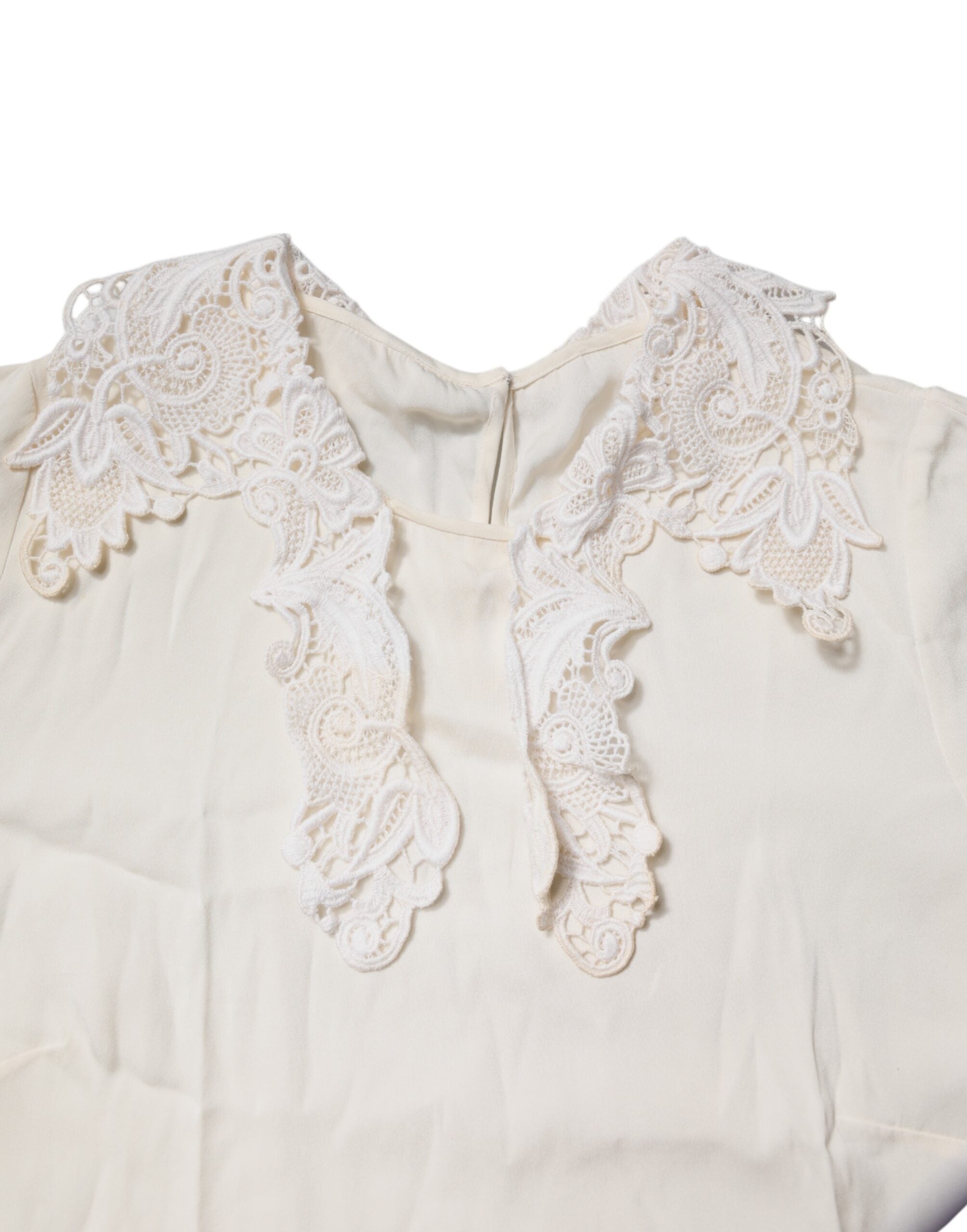 Dolce &amp; Gabbana Cream Blomsterblonde Langærmet Bluse Top