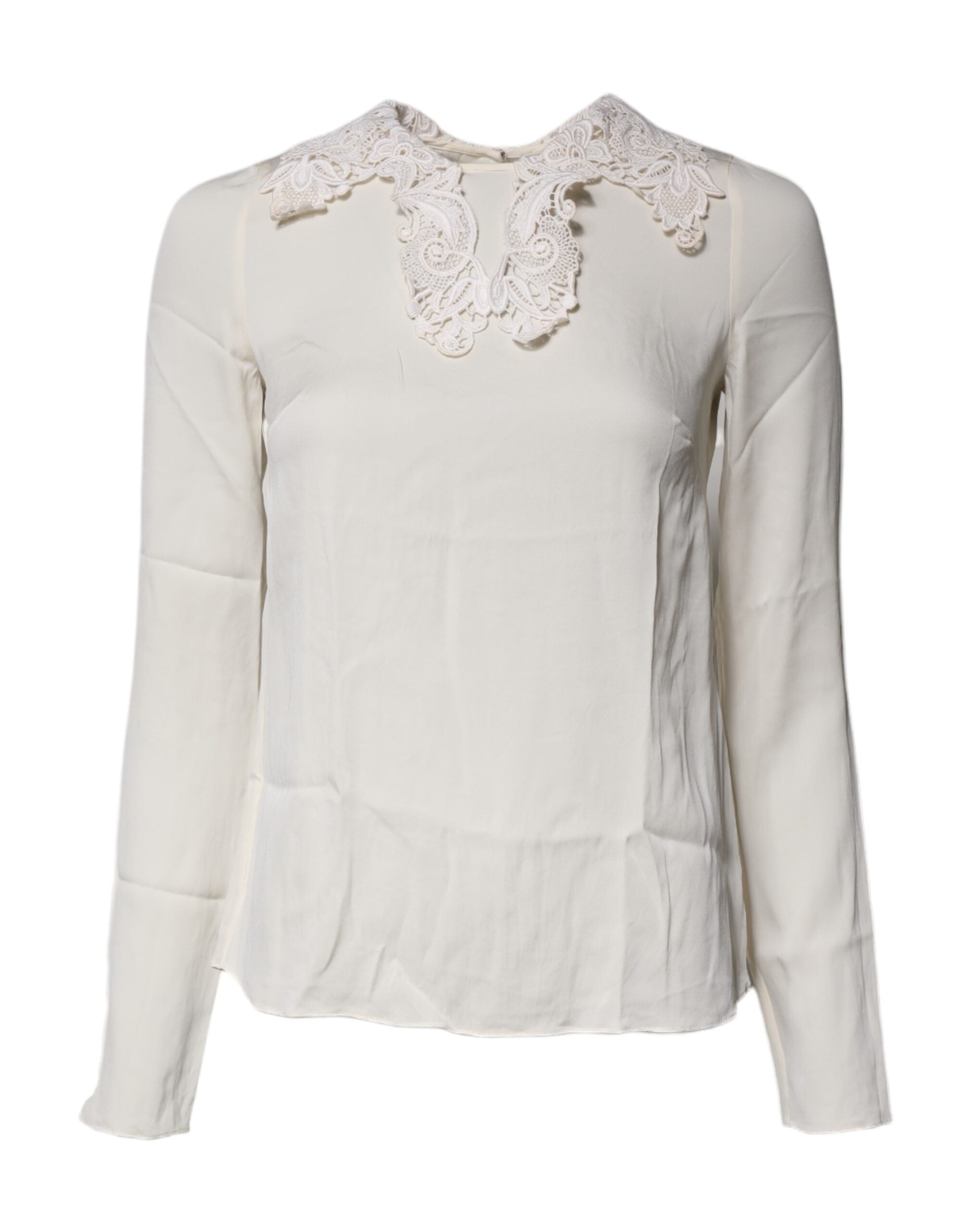 Dolce &amp; Gabbana Cream Blomsterblonde Langærmet Bluse Top