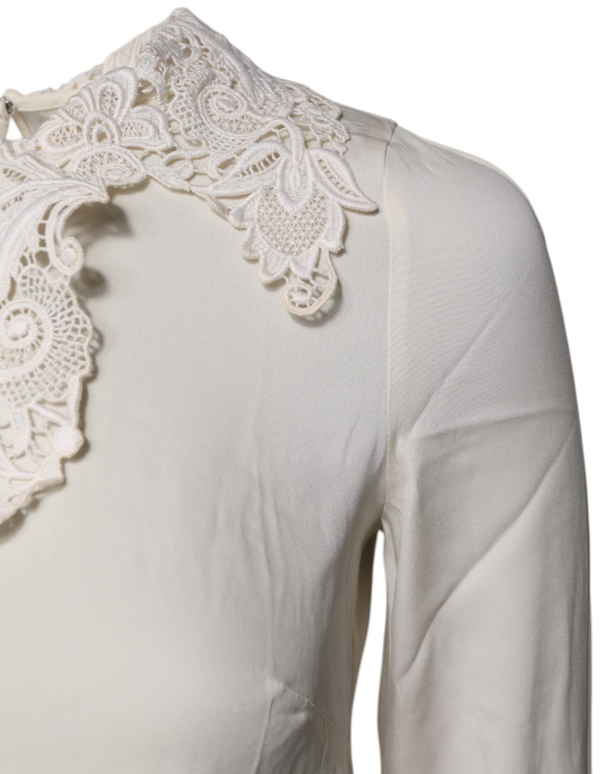Dolce &amp; Gabbana Cream Blomsterblonde Langærmet Bluse Top