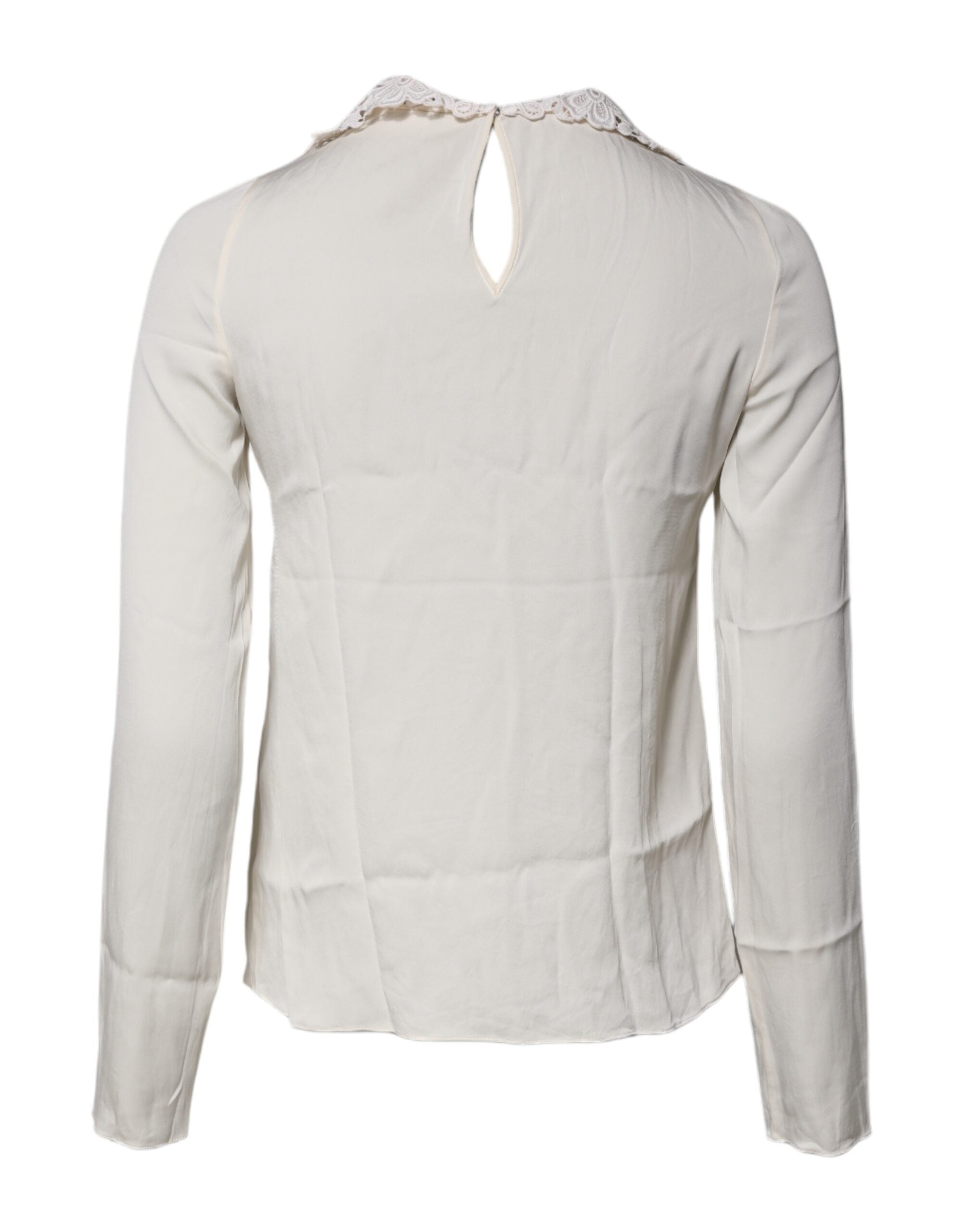 Dolce &amp; Gabbana Cream Blomsterblonde Langærmet Bluse Top