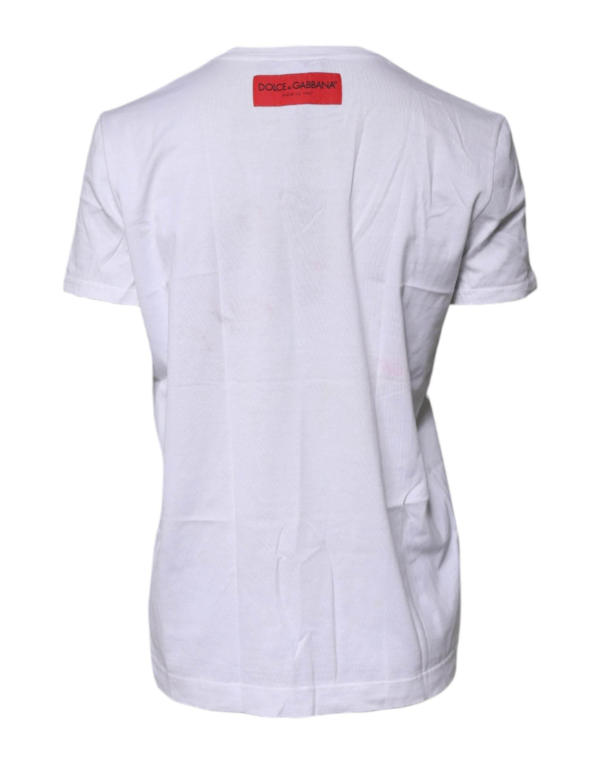 Dolce & Gabbana White Cotton DG Floral Embroidered Top T-shirt - Hilstor