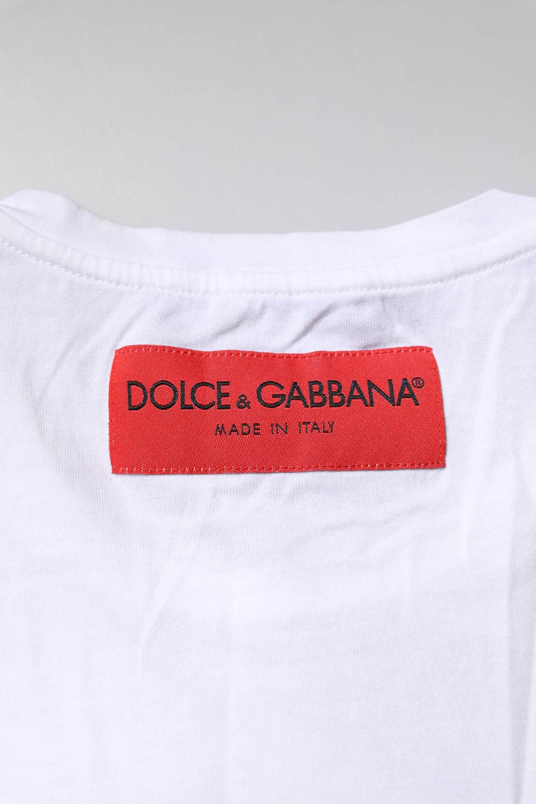 Dolce & Gabbana White Cotton DG Floral Embroidered Top T-shirt - Hilstor