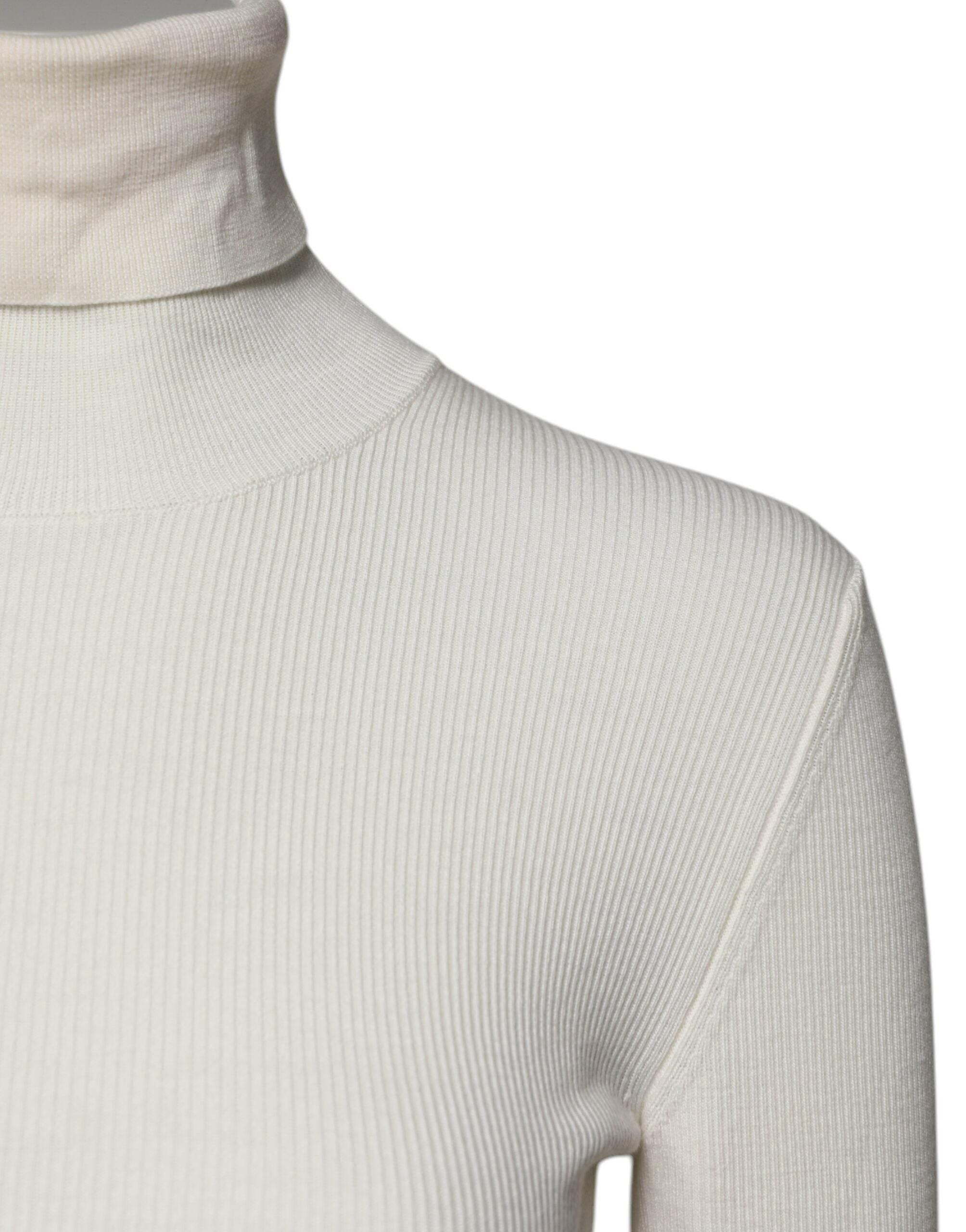 Dolce & Gabbana Cream Long Sleeves Turtleneck Slim Sweater - Hilstor