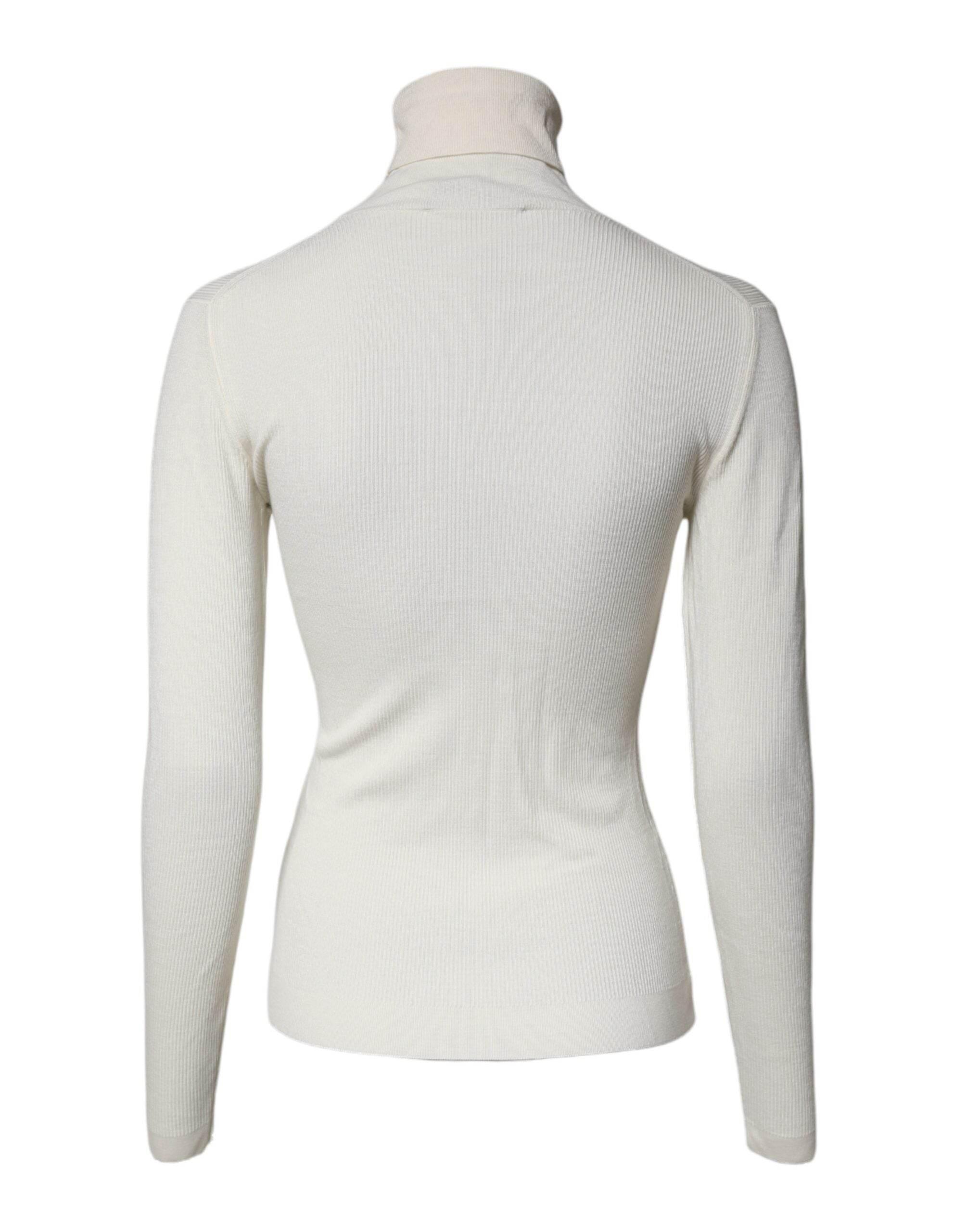 Dolce & Gabbana Cream Long Sleeves Turtleneck Slim Sweater - Hilstor