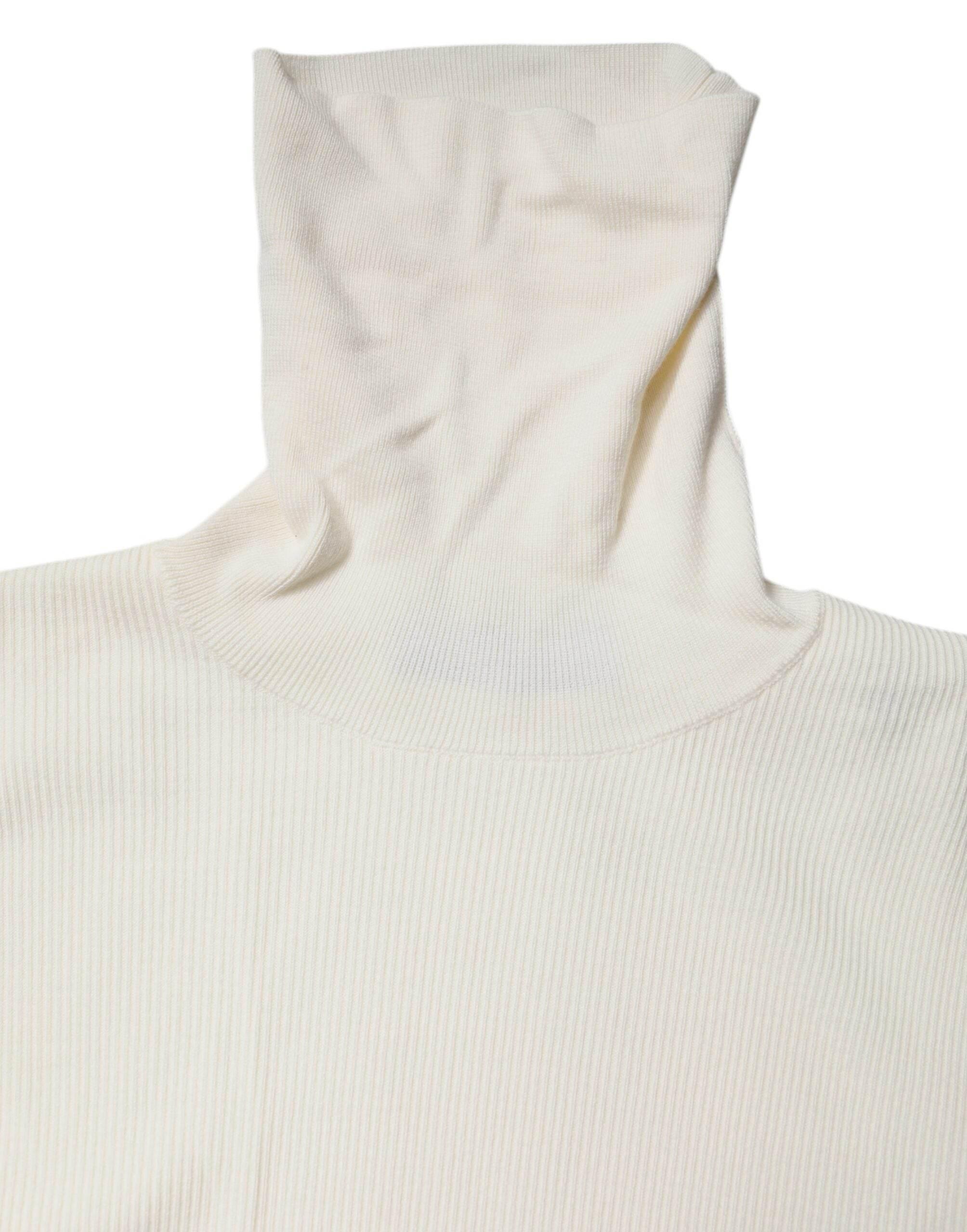 Dolce & Gabbana Cream Long Sleeves Turtleneck Slim Sweater - Hilstor