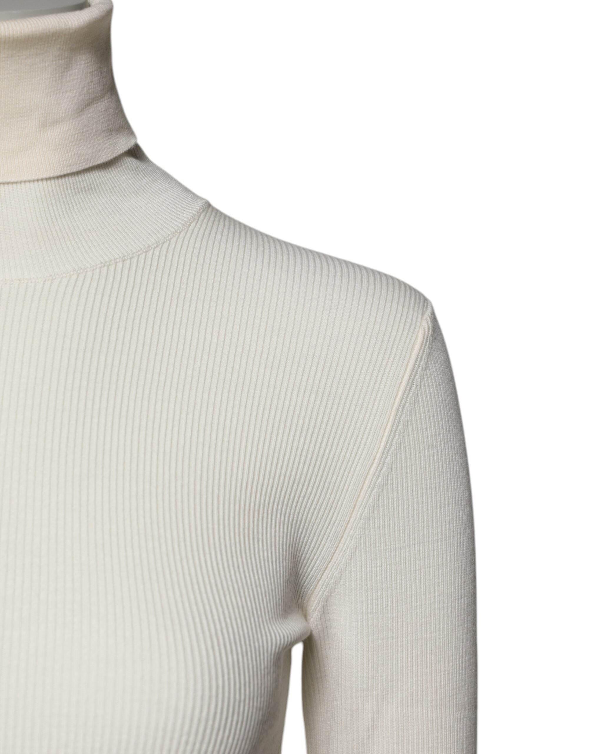 Dolce & Gabbana Cream Long Sleeves Turtleneck Slim Sweater - Hilstor