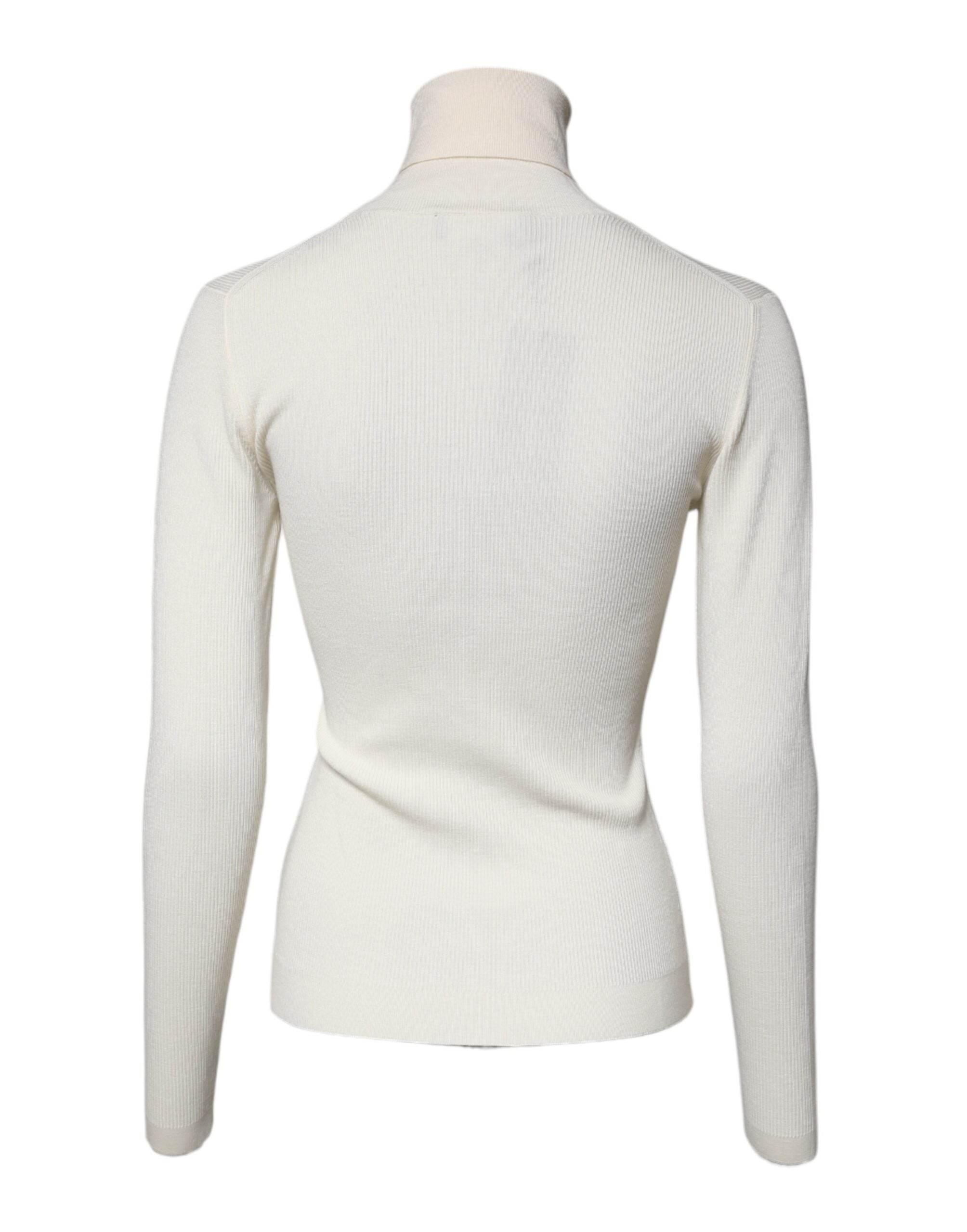 Dolce & Gabbana Cream Long Sleeves Turtleneck Slim Sweater - Hilstor
