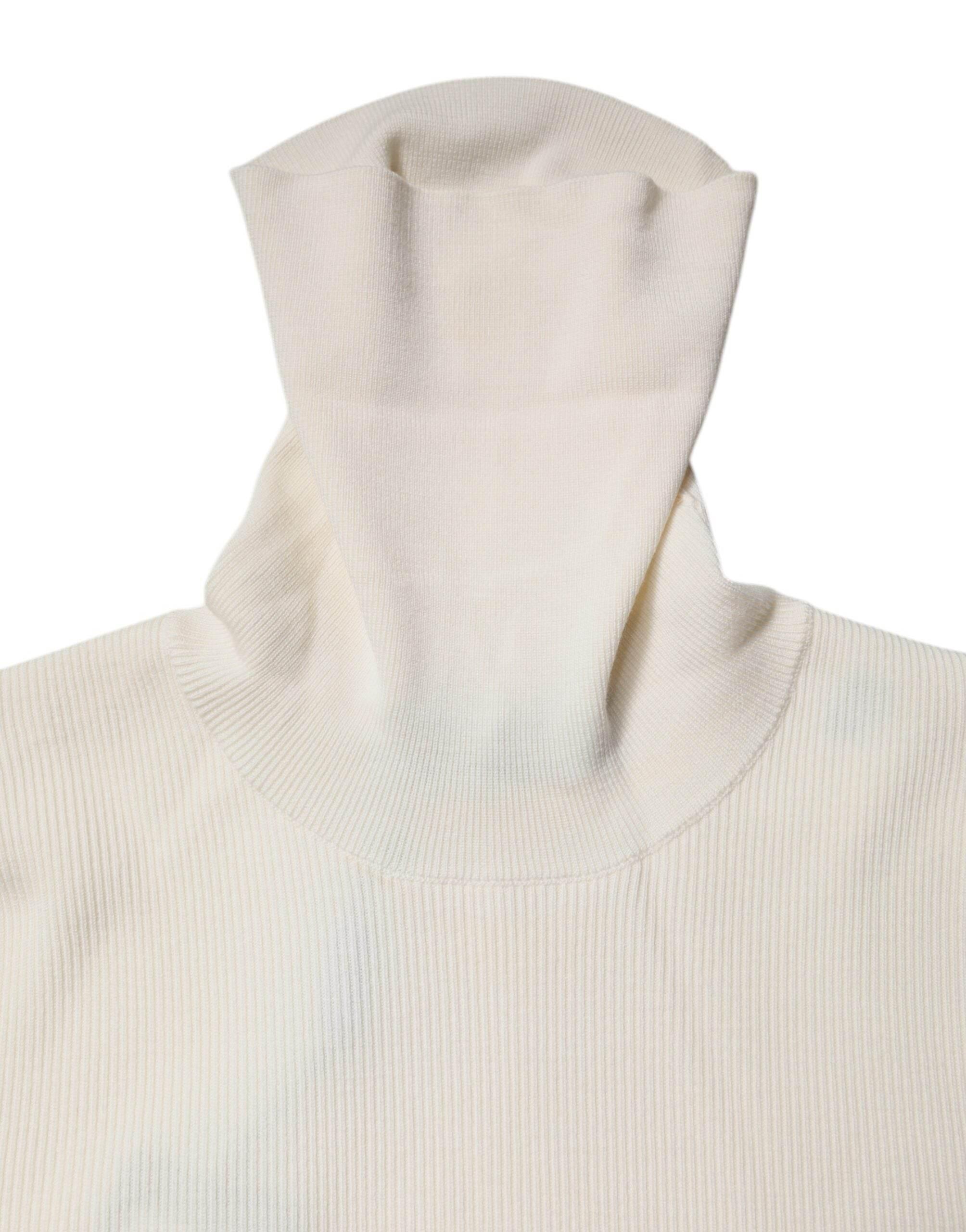 Dolce & Gabbana Cream Long Sleeves Turtleneck Slim Sweater - Hilstor