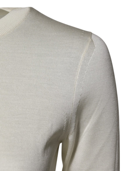 Dolce &amp; Gabbana creme kortærmet silkebluse med rund hals