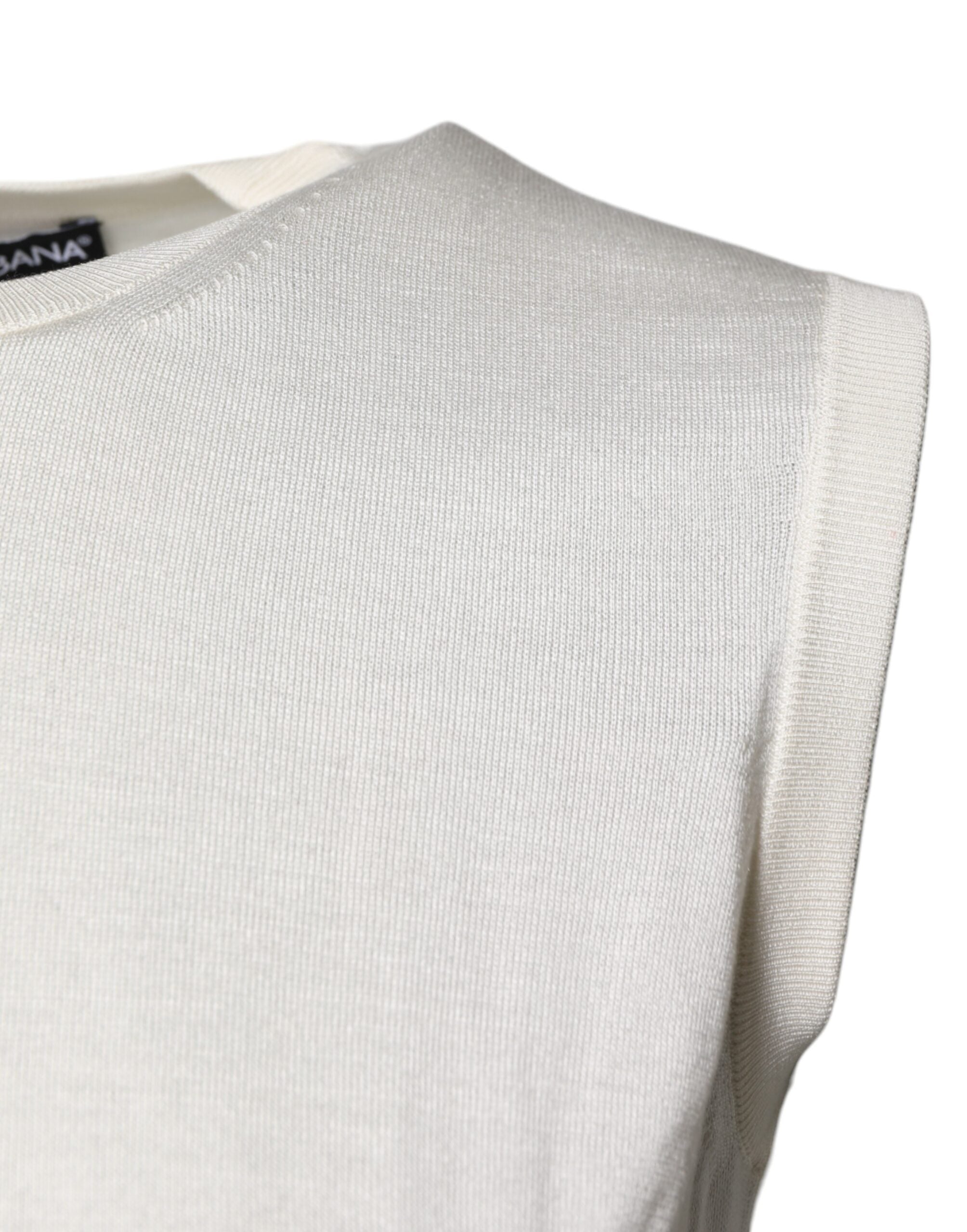 Dolce &amp; Gabbana creme ærmeløs silke tanktop med rund hals