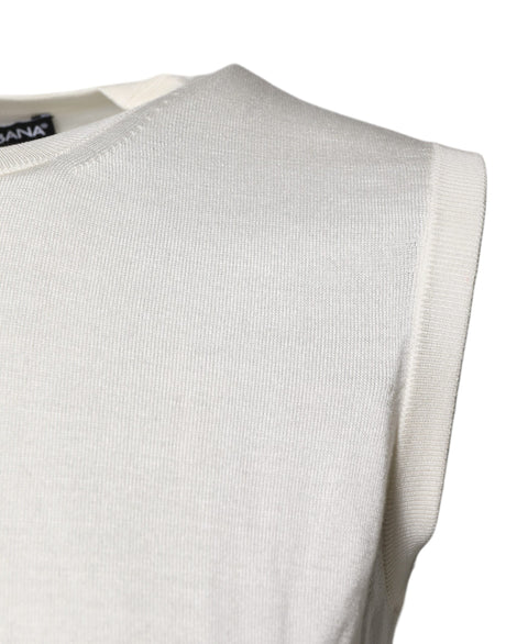 Dolce &amp; Gabbana creme ærmeløs silke tanktop med rund hals