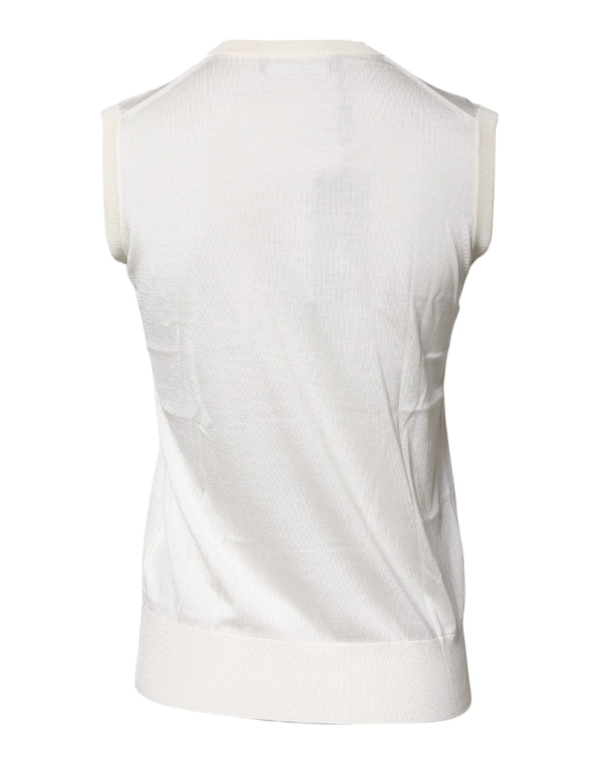 Dolce &amp; Gabbana creme ærmeløs silke tanktop med rund hals