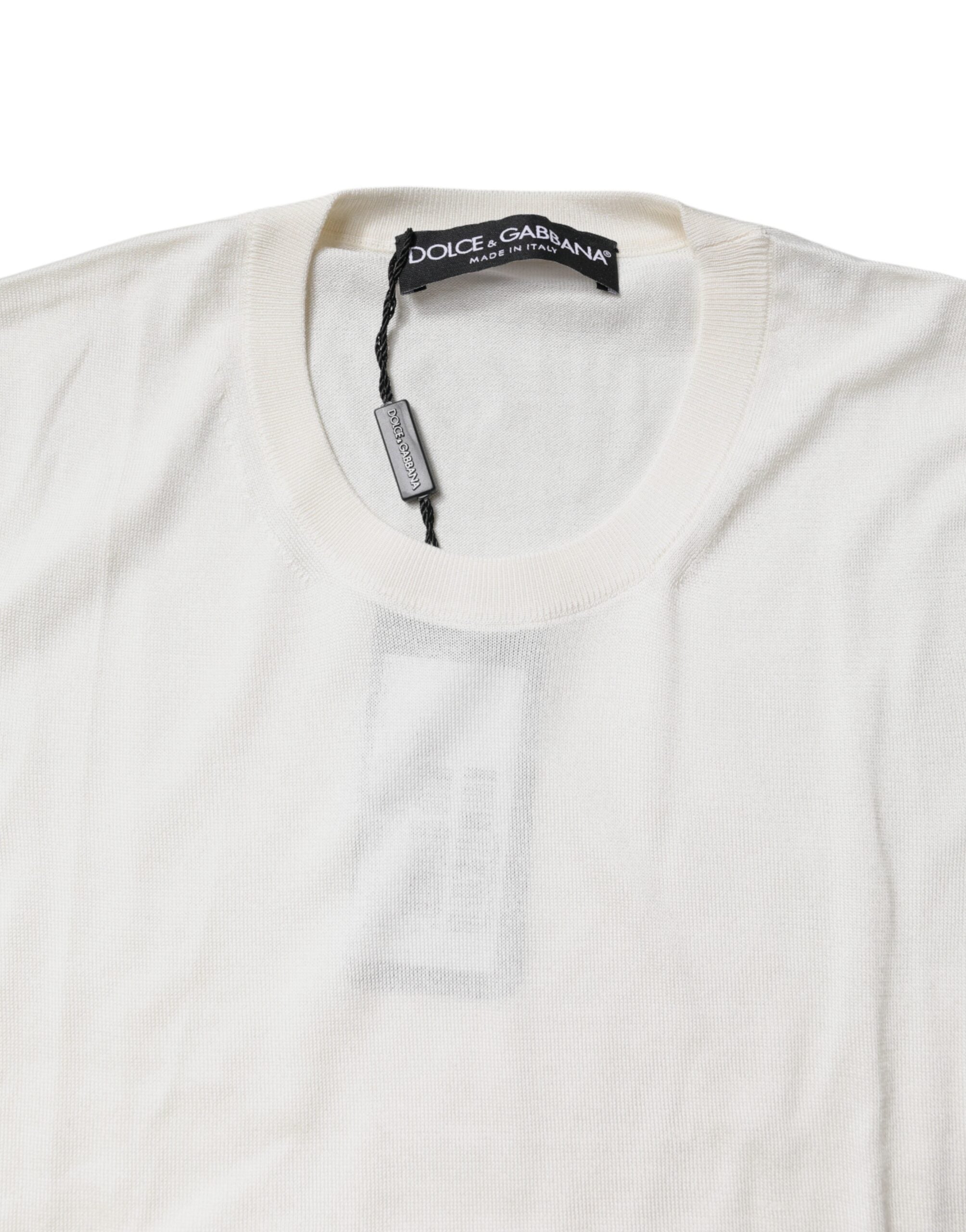 Dolce &amp; Gabbana creme ærmeløs silke tanktop med rund hals