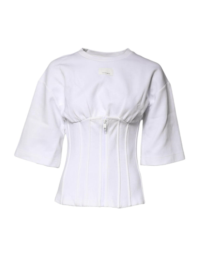 Dolce & Gabbana White Cotton Blend 3/4 Sleeves Blouse Top - Hilstor